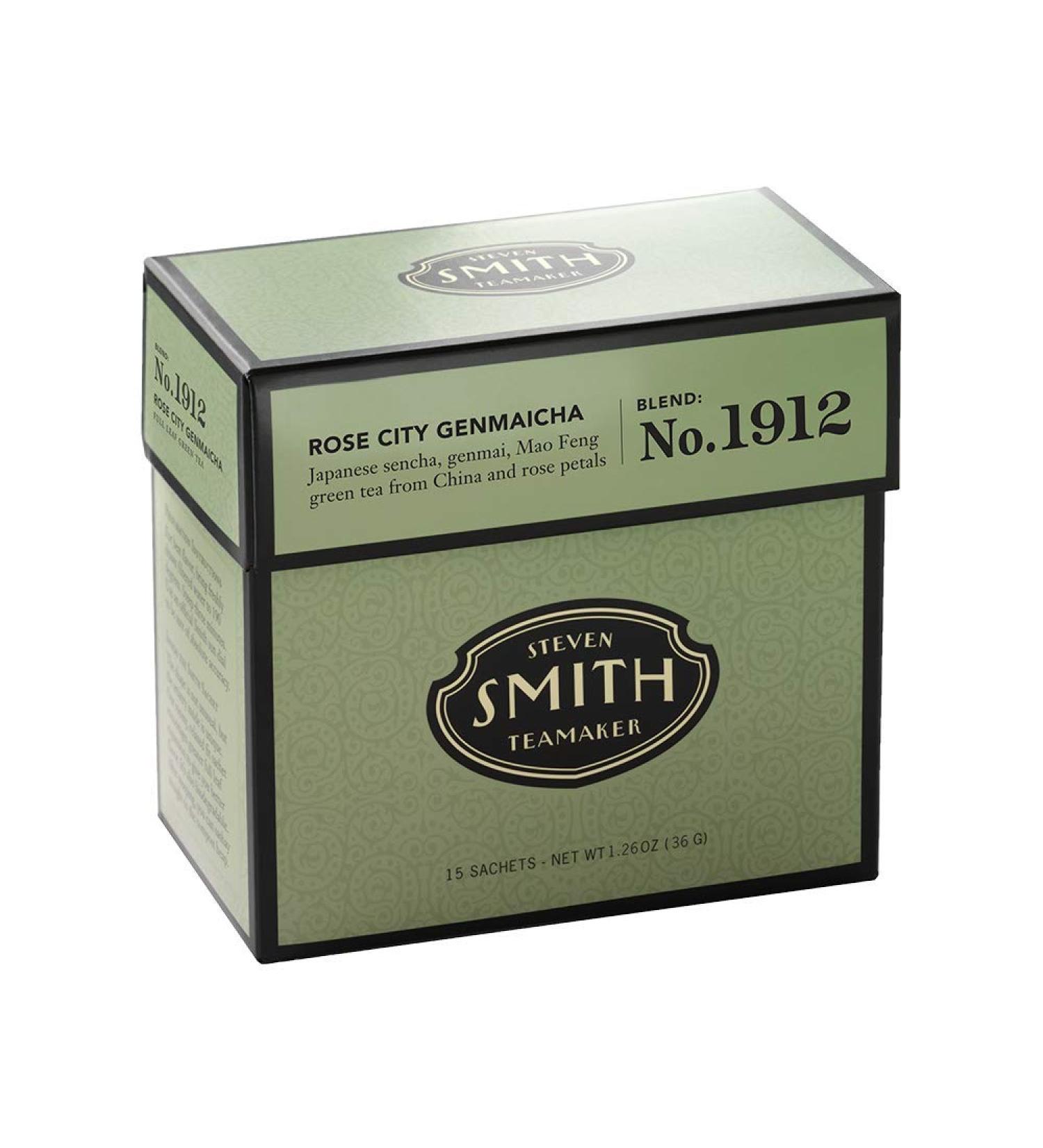 Smith Teamaker Rose City Genmaicha No. 1912 | Caffeinated Green Tea Blend with Sencha, Genmai & Rose Petals - 15 Sachets - Buy Online on SooperMarket.com