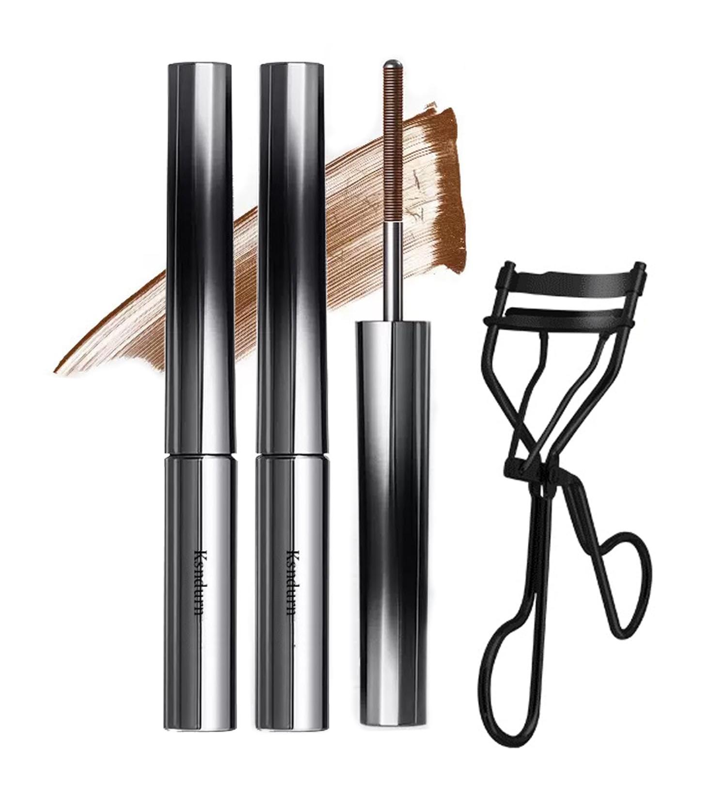 2Pcs Judy Doll Mascara Ksndurn Metal Mascara 3D Curling Eyelash Iron Mascara Eyelash Curler - Water Proof Smudge Proof Long Lasting (Brown) - Buy Online on SooperMarket.com