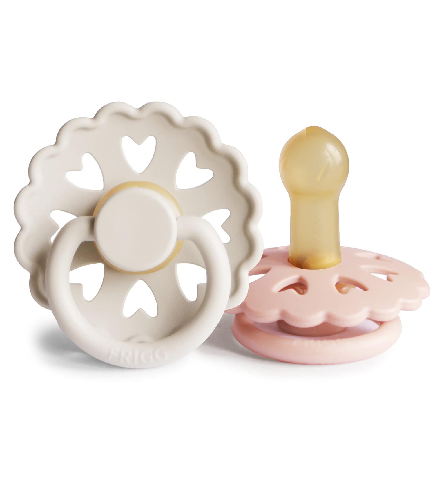 Frigg Fairytale Schnuller 2 Pack | BPA-Free Latex Pacifier | Cherry Shape | Size 2 (6-18 months) | Made in Denmark | Cream/Blush - Buy Online on SooperMarket.com