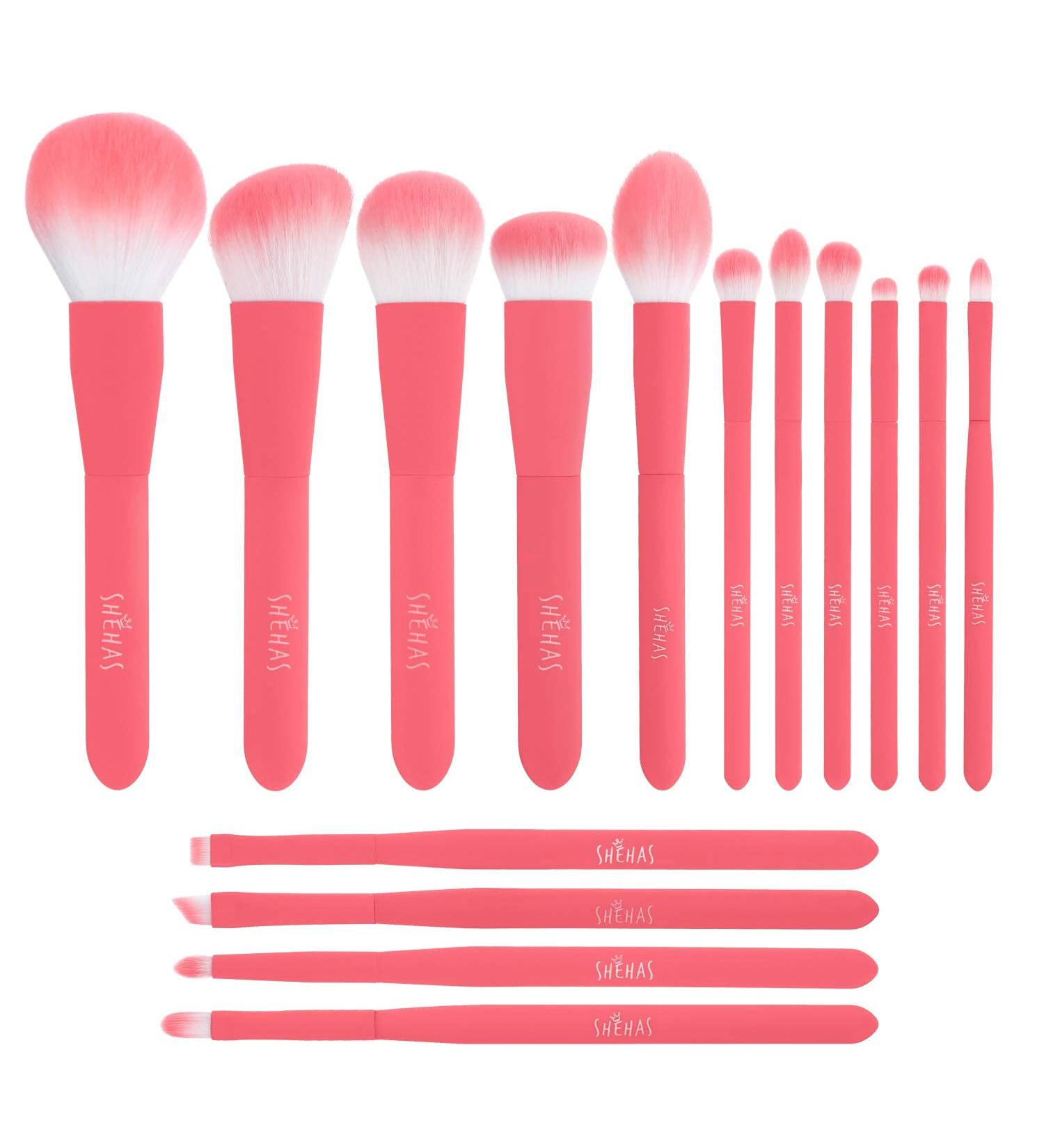 TEXAMO Professional Makeup Brush Set - 15Pcs Pink | Powder, Contour, Blush, Eyeshadow, Eyebrow, Eyeliner, Lip Brushes for Highlighting, Blending, Foundation - Ideal for Beauty Enthusiasts - Buy Online on SooperMarket.com