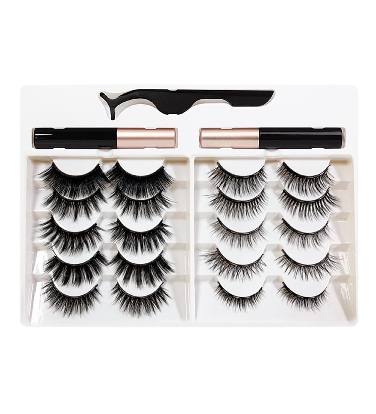 Dawafit Magnetic Eyelashes with Eyeliner Kit 10 Pairs Reusable Magnetic Eyelashes 3D Magnetic False Eyelashes(A) - Buy Online on SooperMarket.com