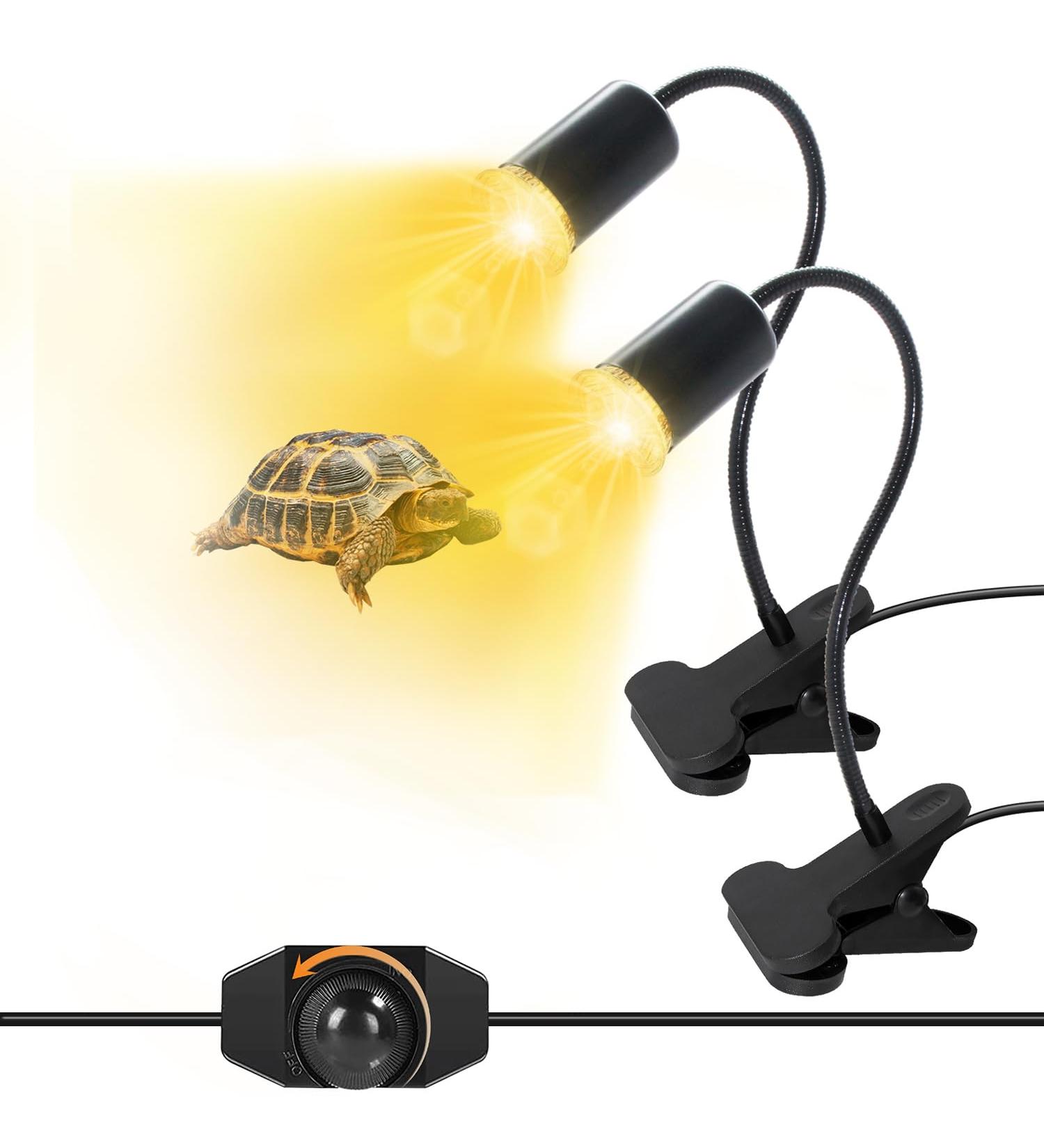 2-Piece Turtle Heat Lamp for Reptiles - UV Heat Spot Lamp with Clip & 240cm Cable - E27 Reptile Heating Lamp for Aquariums Snakes & Chameleons (No Bulb) - Ideal for Turtle Terrariums - Buy Online on SooperMarket.com
