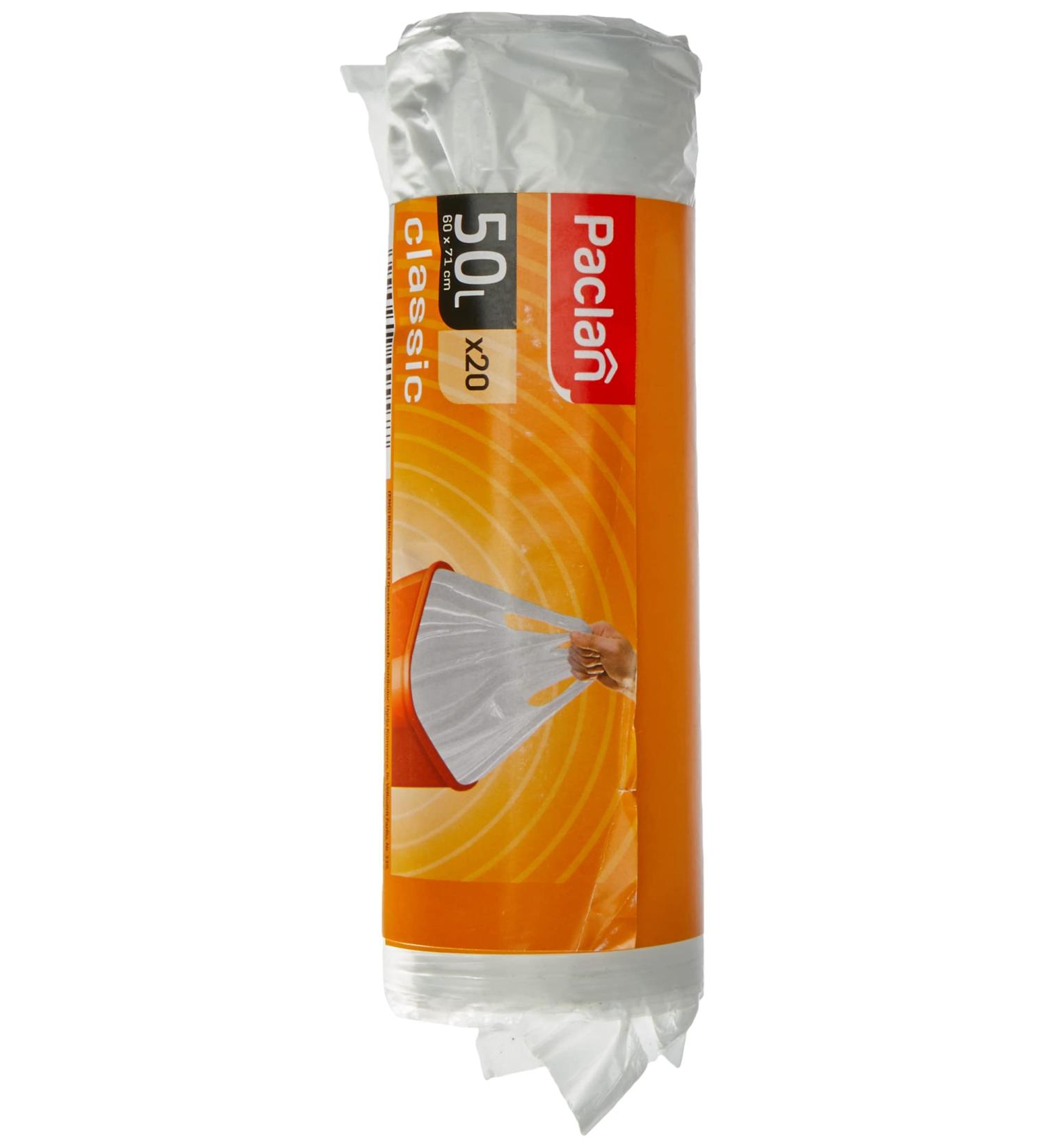 Buy Paclan Garbage Bags with Handle 20 x 50L - 20 Pieces (Transparent) | International Shipping Available - Buy Online on SooperMarket.com