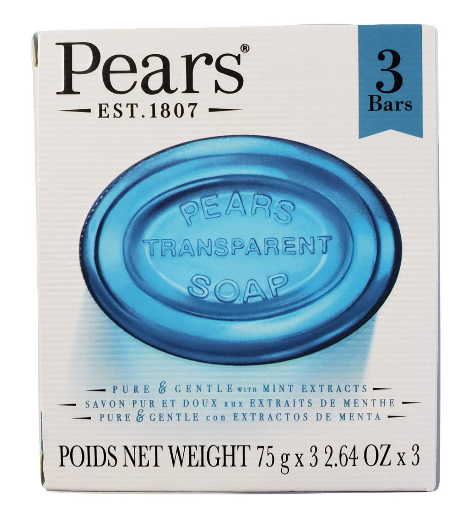 Pears Soap with Mint Extract 3.5 oz Bars - Pack of 3 - Buy Online on SooperMarket.com