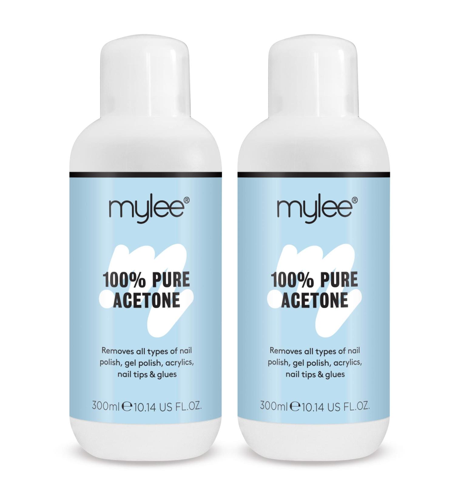 Mylee 100% Pure Acetone Gel Nail Polish Remover for UV/LED Gel Soak Off Removes All Types of Nail Polish Gel Polish Acrylic Gels Nail Tip & Glue (2x 300ml) 300 ml (Pack of 2) - Buy Online on SooperMarket.com