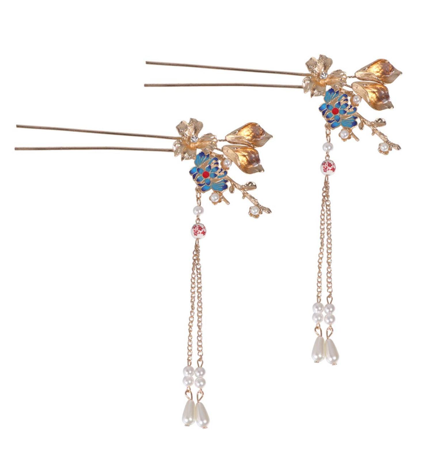 Minkissy Chinese Hair Stick 1 Pair of Retro Flower Hair Chopsticks Hairpin Japanese Chignon Pin Vintage Hair Accessories - Buy Online on SooperMarket.com