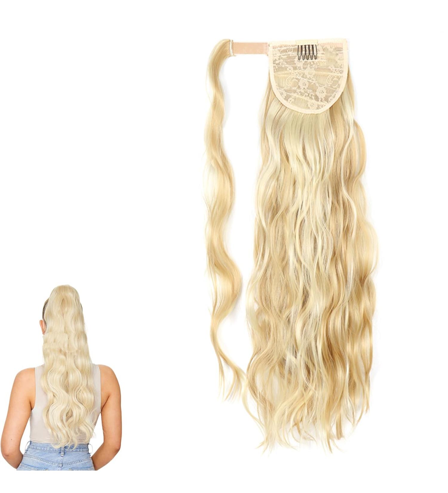 Ponytail Extension: Synthetic Long Curly Wrap Around Hair Tie for Women - 24 inch - Buy Online on SooperMarket.com