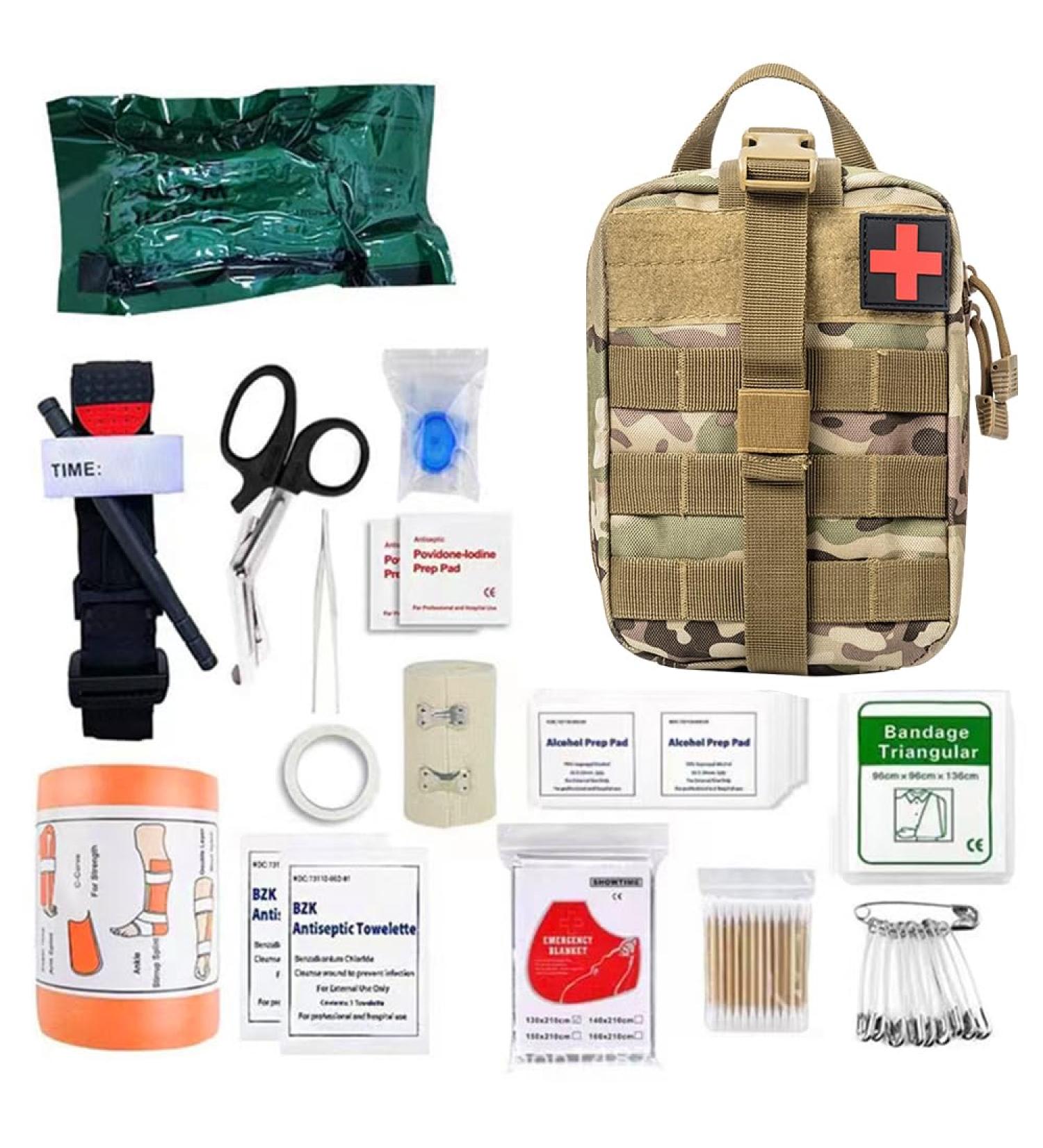 MineUp 46-Piece First Aid Kit - Comprehensive Outdoor Trauma Set for Camping Hiking Hunting & Home | Military-Grade Medical Bag in Yellow - Buy Online on SooperMarket.com