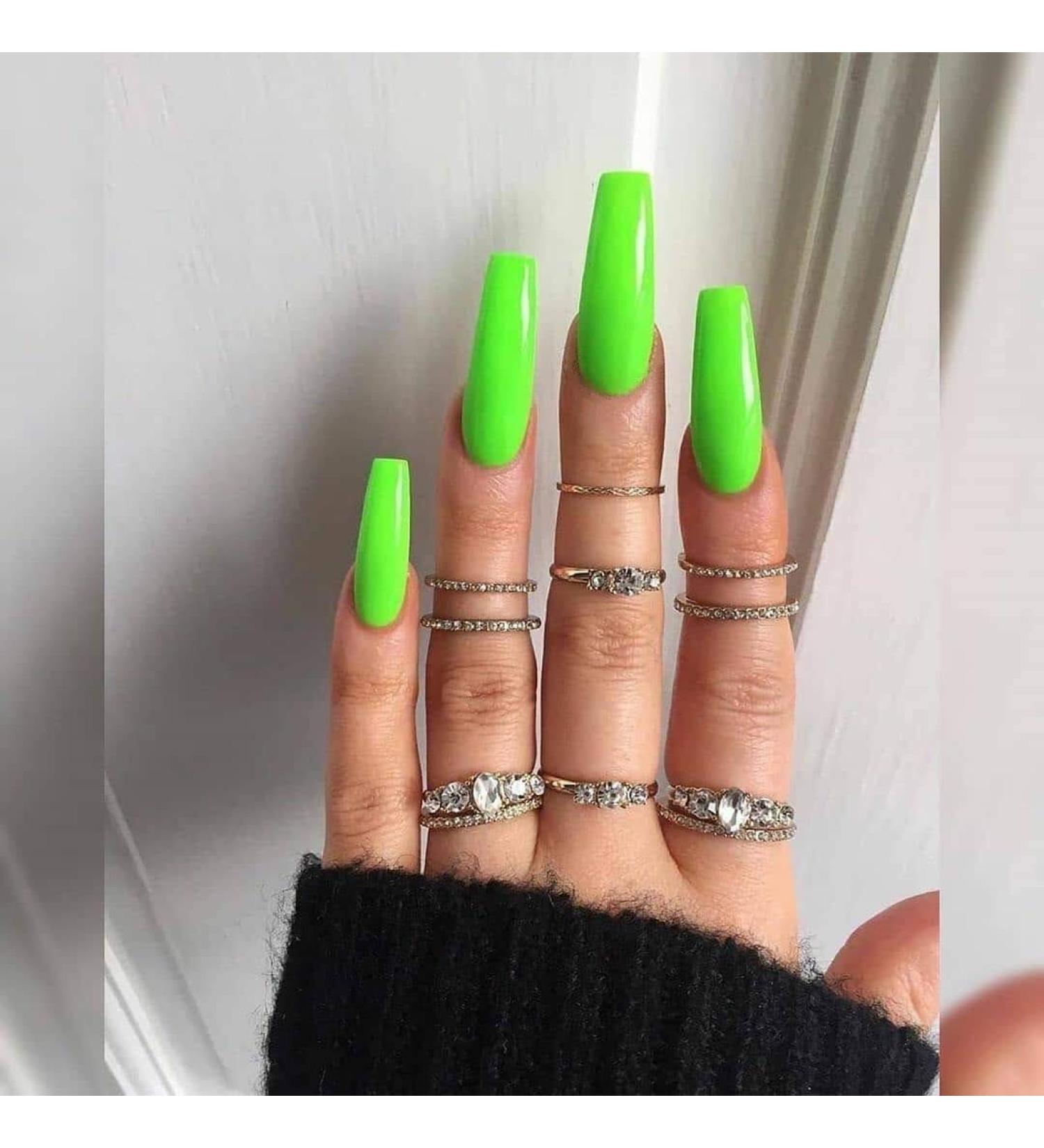 Brishow Light Green Artificial Long False Acrylic Nails - 24pcs Full Cover Press-On Nails for Women & Girls - Buy Online on SooperMarket.com
