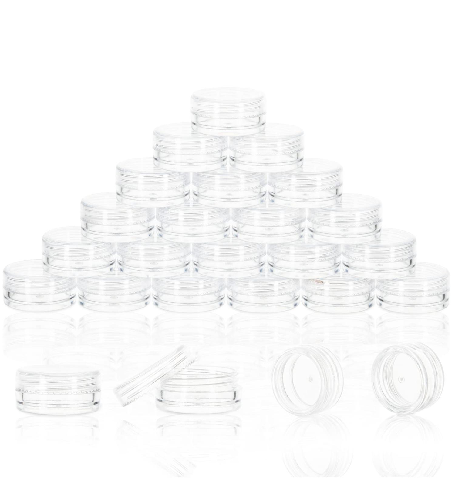 ZEJIA 3g Sample Containers with Lids - 25 Pack Clear Lip Balm Cosmetic Jars - Buy Online on SooperMarket.com
