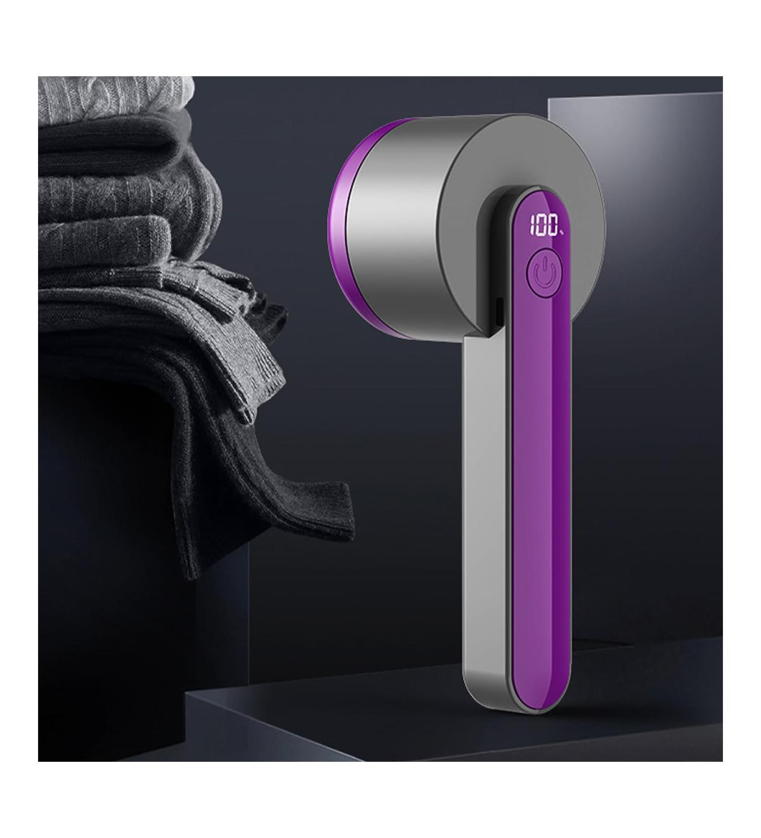 Rechargeable Fuzz Remover & Fabric Shaver - Electric Lint Remover with 6 Leaf Blades for Clothing Sweaters & Furniture - Purple Trimmer for Pilling - Buy Online on SooperMarket.com