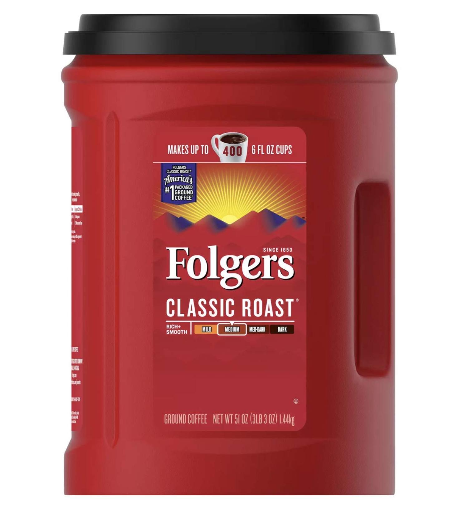 Folgers Classic Medium Roast Coffee 51oz - 3.18lb Pack of 1 - Buy Online on SooperMarket.com