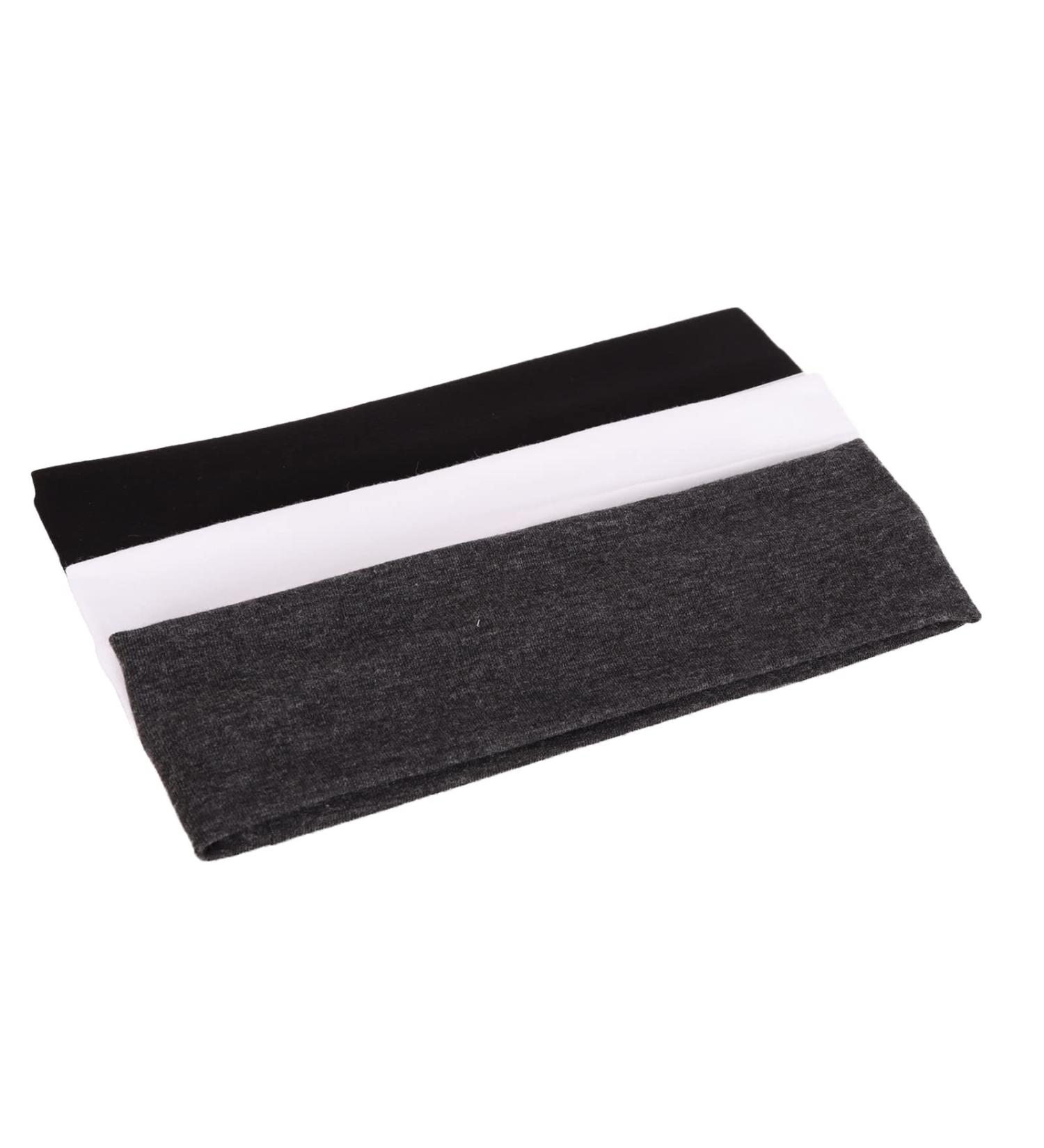 Mapofbeauty 3 Pack Yoga Headbands - Stretchy Cotton Hair Wraps for Sports & Exercise (Black White Dark Gray) - Buy Online on SooperMarket.com