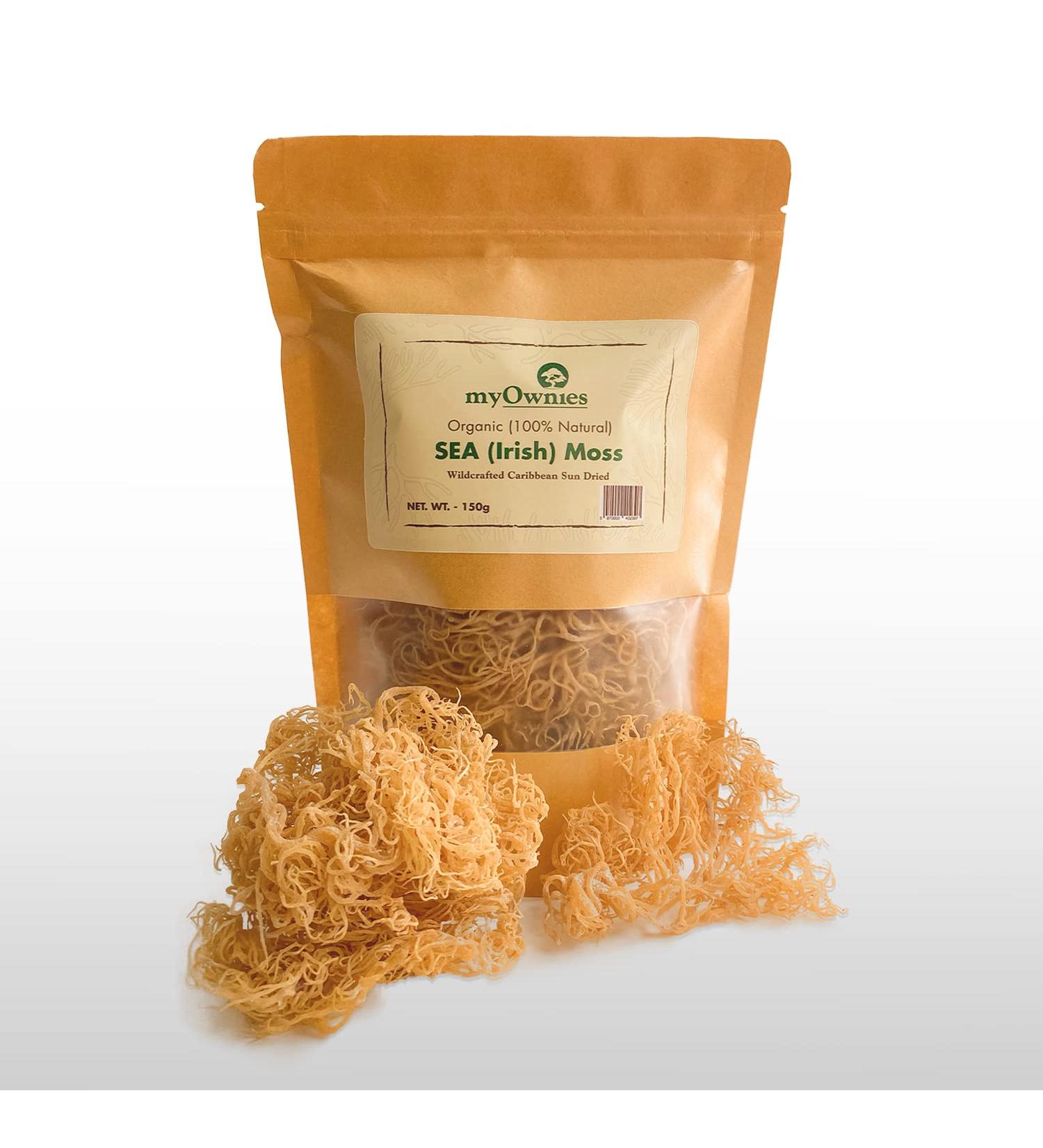 Dr. Sebi Grade 100% Organic Irish Sea Moss | Gold | Caribbean | Wildcrafted Raw Sun Dried | Premium Quality | with Over 90 Minerals and Vitamins Non-GMO and Vegan Sun Dried Superfood 150g/5oz - Buy Online on SooperMarket.com
