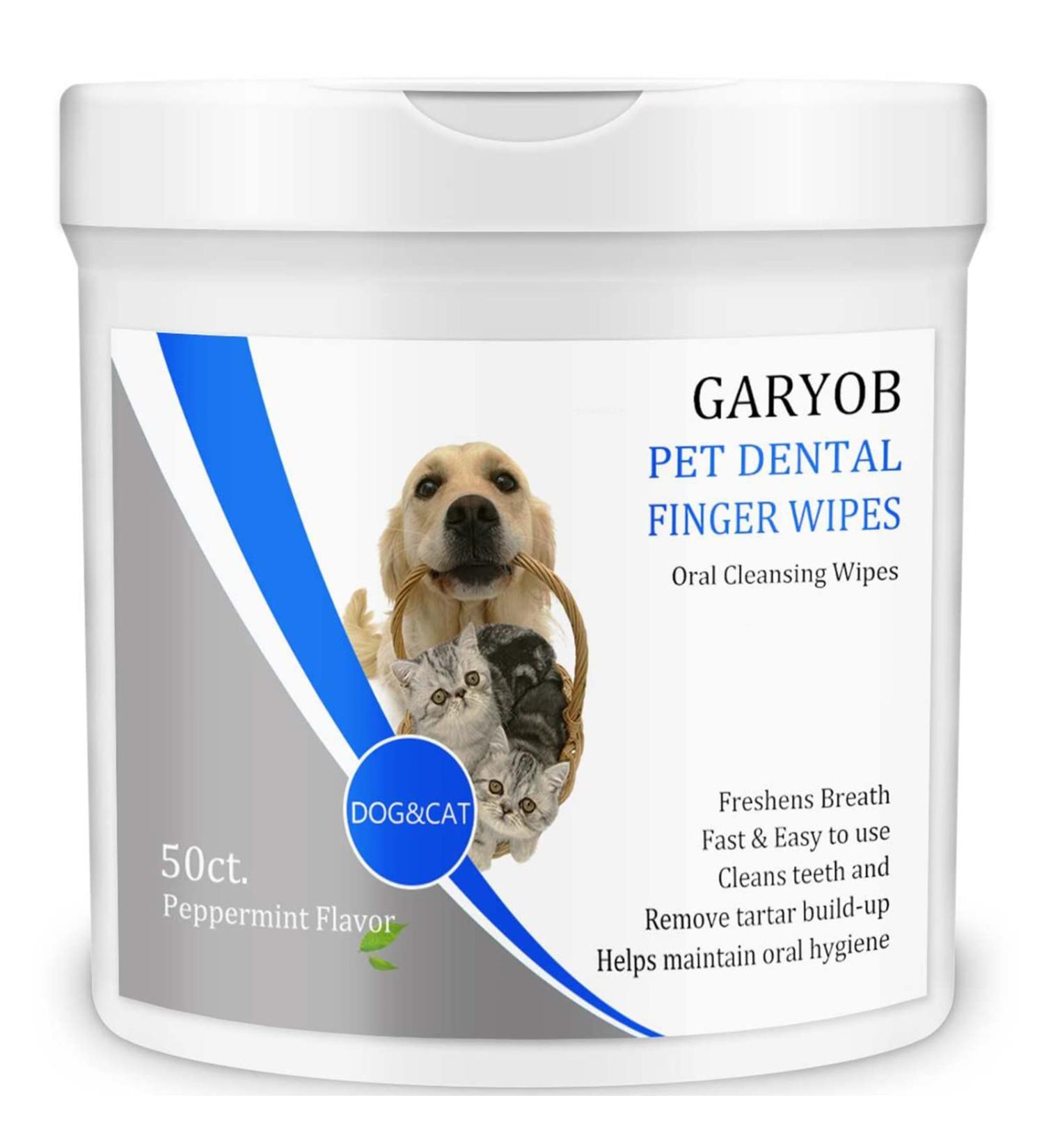 Pet Dental Finger Wipes for Dogs & Cats - Freshen Breath & Improve Oral Health - 50 Pads - Buy Online on SooperMarket.com