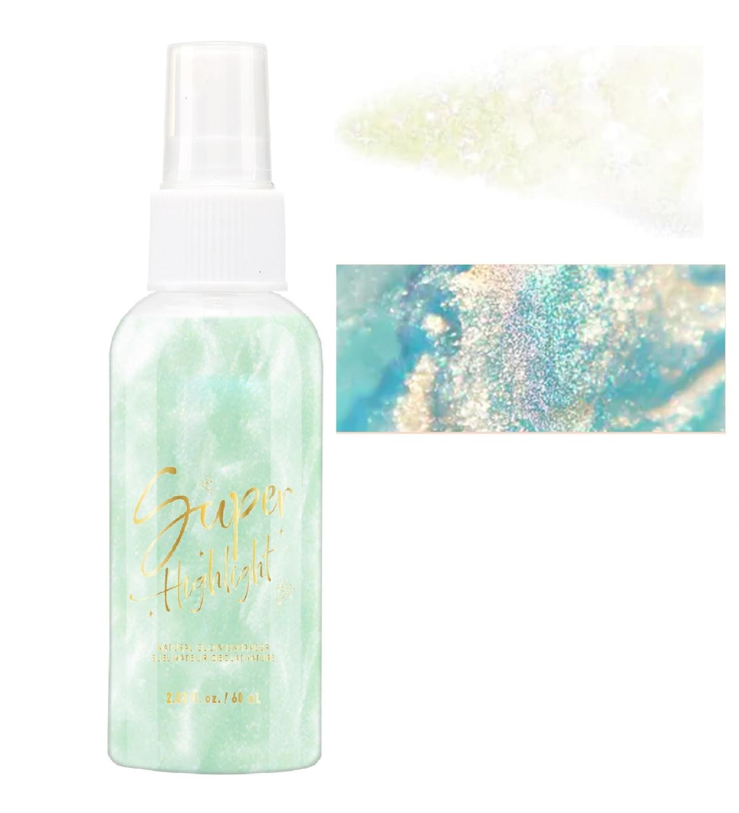 Buy Bright Green Body Glitter Spray | Moisturizing Liquid Highlighter for Face Hair & Body | Quick-Drying & Non-Sticky Makeup - Buy Online on SooperMarket.com