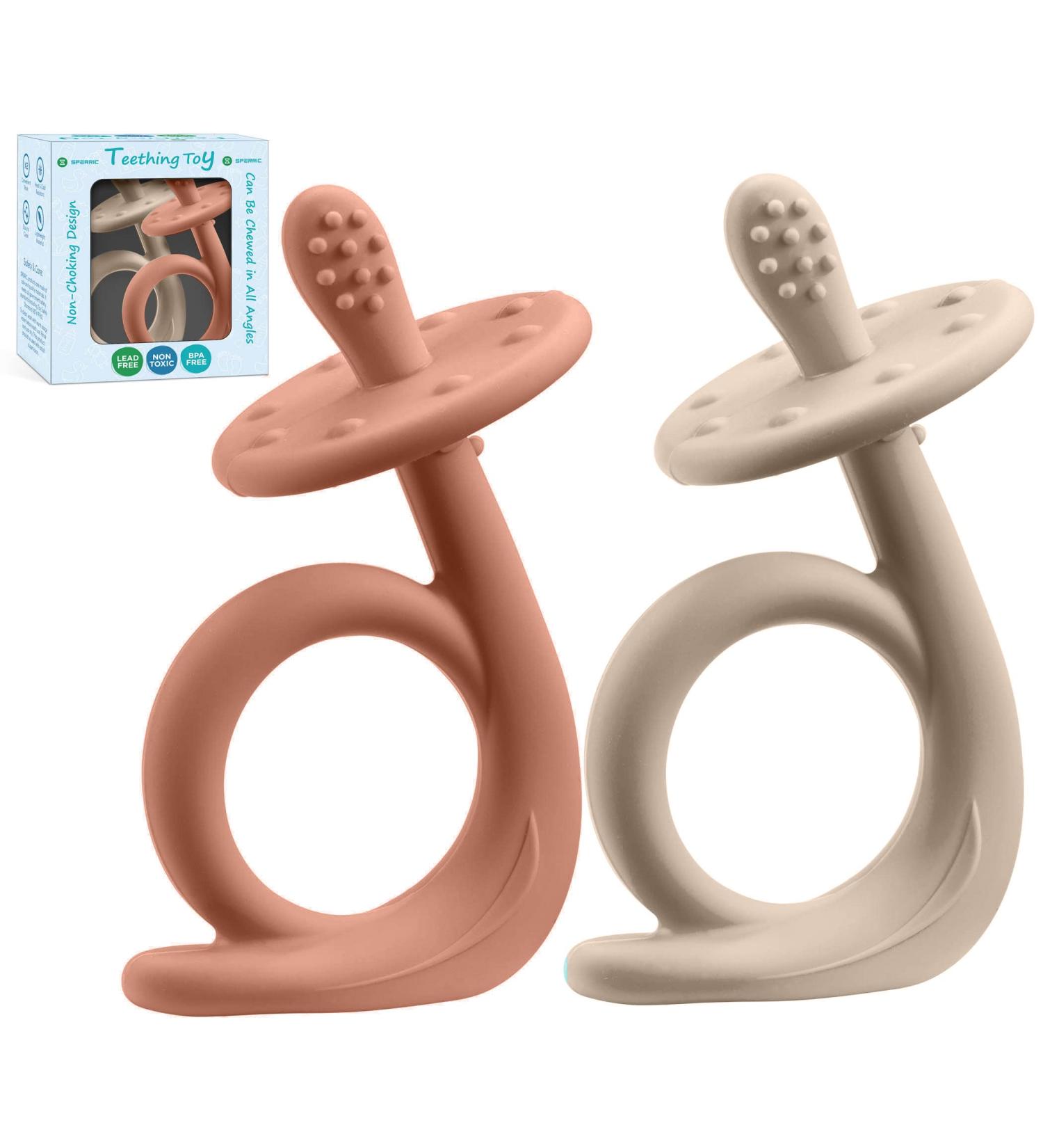 Baby Teething Toys Silicone Baby Teether Baby Chew Toys Freezer Safe BPA Free Soothe Babies Gums Teething (Sunrise/French Beige) Sunrise / French Beige - Buy Online on SooperMarket.com