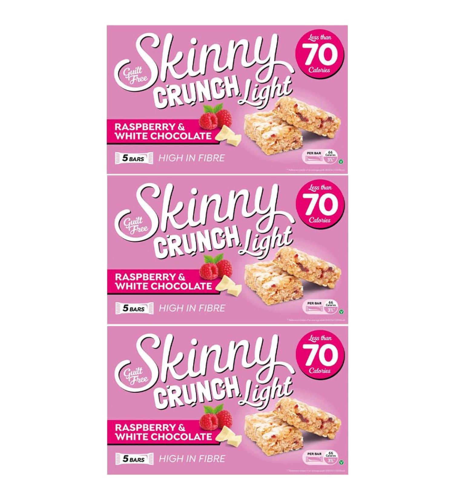 3 x 5pk Raspberry Bars Low Calories Cereal White Chocolate Sweet Lunch Snack