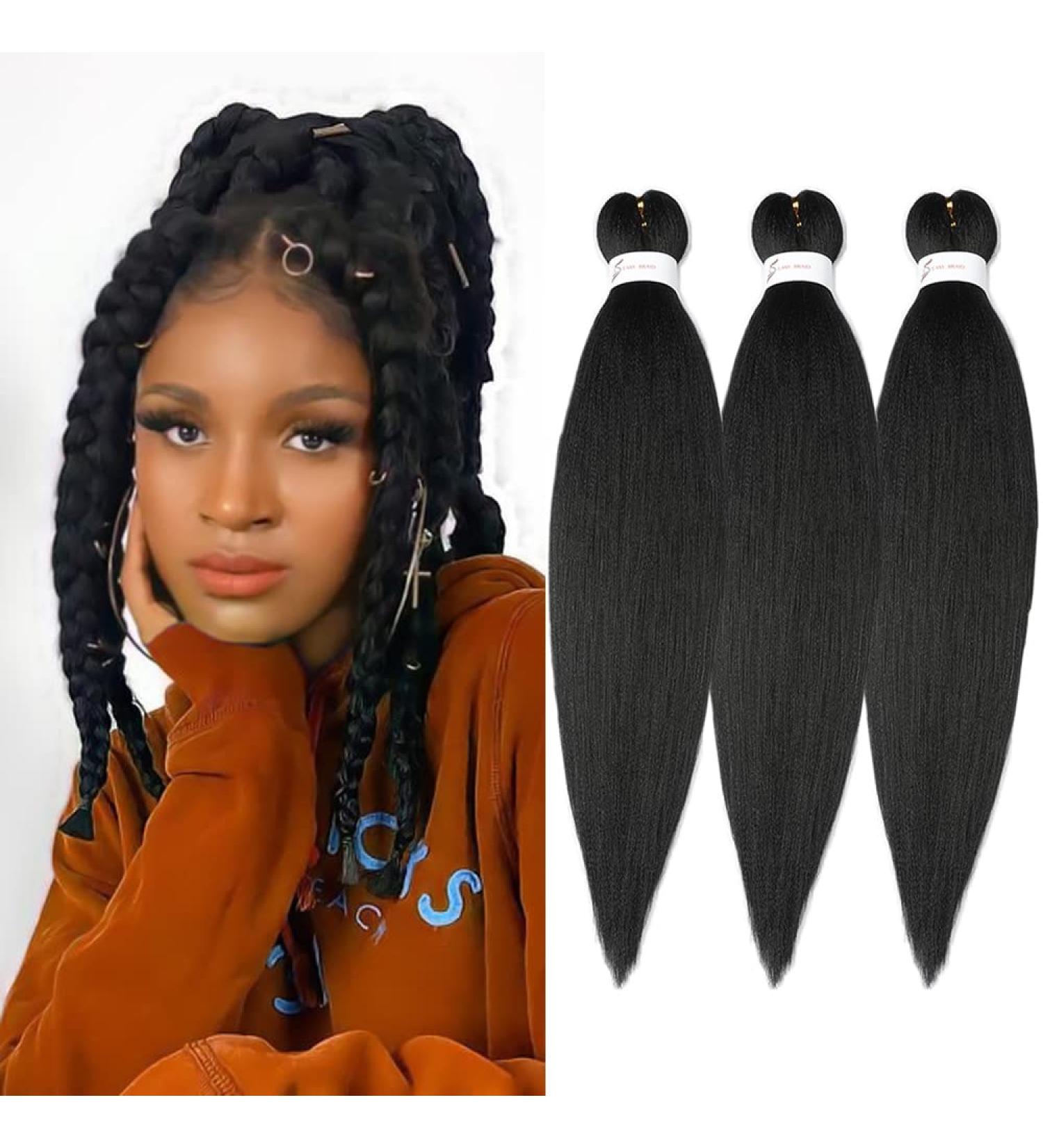 Pre stretched Braiding Hair 14 Inch 3Packs Black - Kanekalon Braiding Extensions - Buy Online on SooperMarket.com