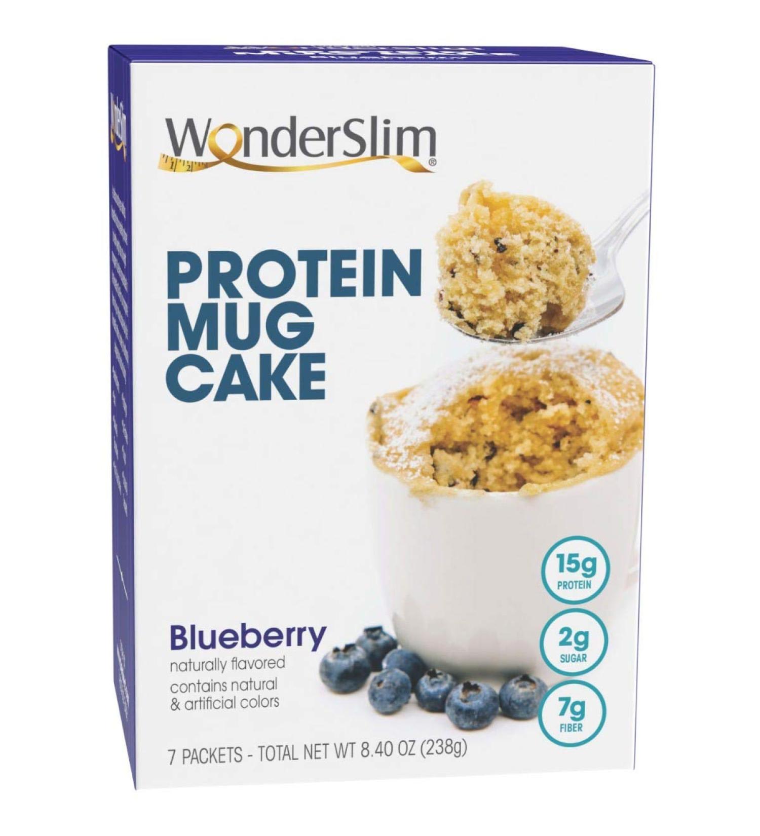 WonderSlim Blueberry Protein Mug Cake - 15g Protein, 7g Fiber, 2g Sugar (7ct) - Buy Online on SooperMarket.com