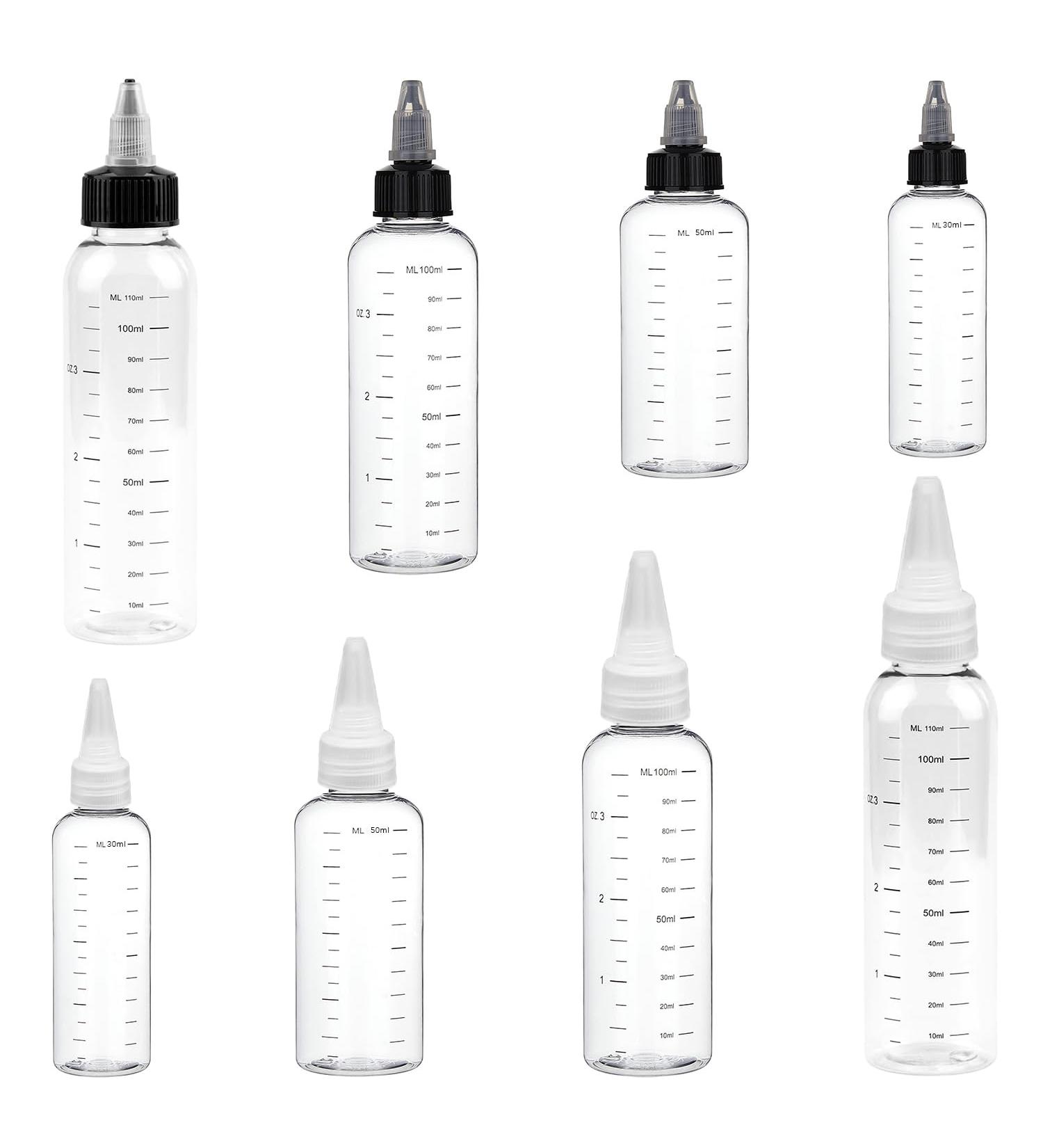 KVBUCC 8-pack 30/60/100/120ml Graduated Bottles With Pointed Mouth Squeeze Bottle Applicator With Cap Transparent Graduated Bottles Suitable For Hair Dye Hair Care Oil - Buy Online on SooperMarket.com