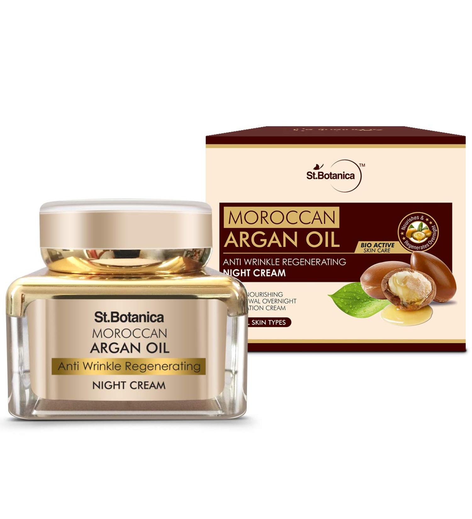 St. Botanica Moroccan Argan Oil Anti-Wrinkle Night Cream 50G - Intense Nourishing Overnight Regeneration - Buy Online on SooperMarket.com