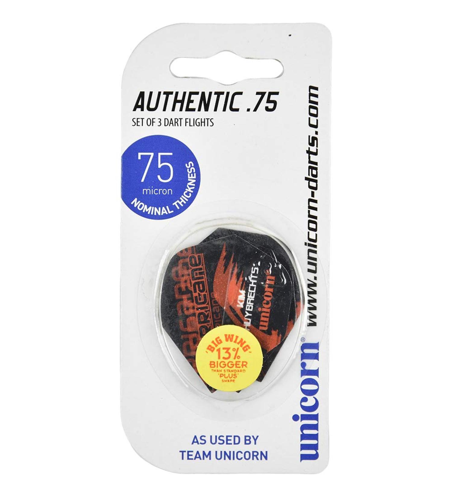 Unicorn Authentic 75 K. Huybrechts Big Wing Dart Flight, Black/Red, One Size