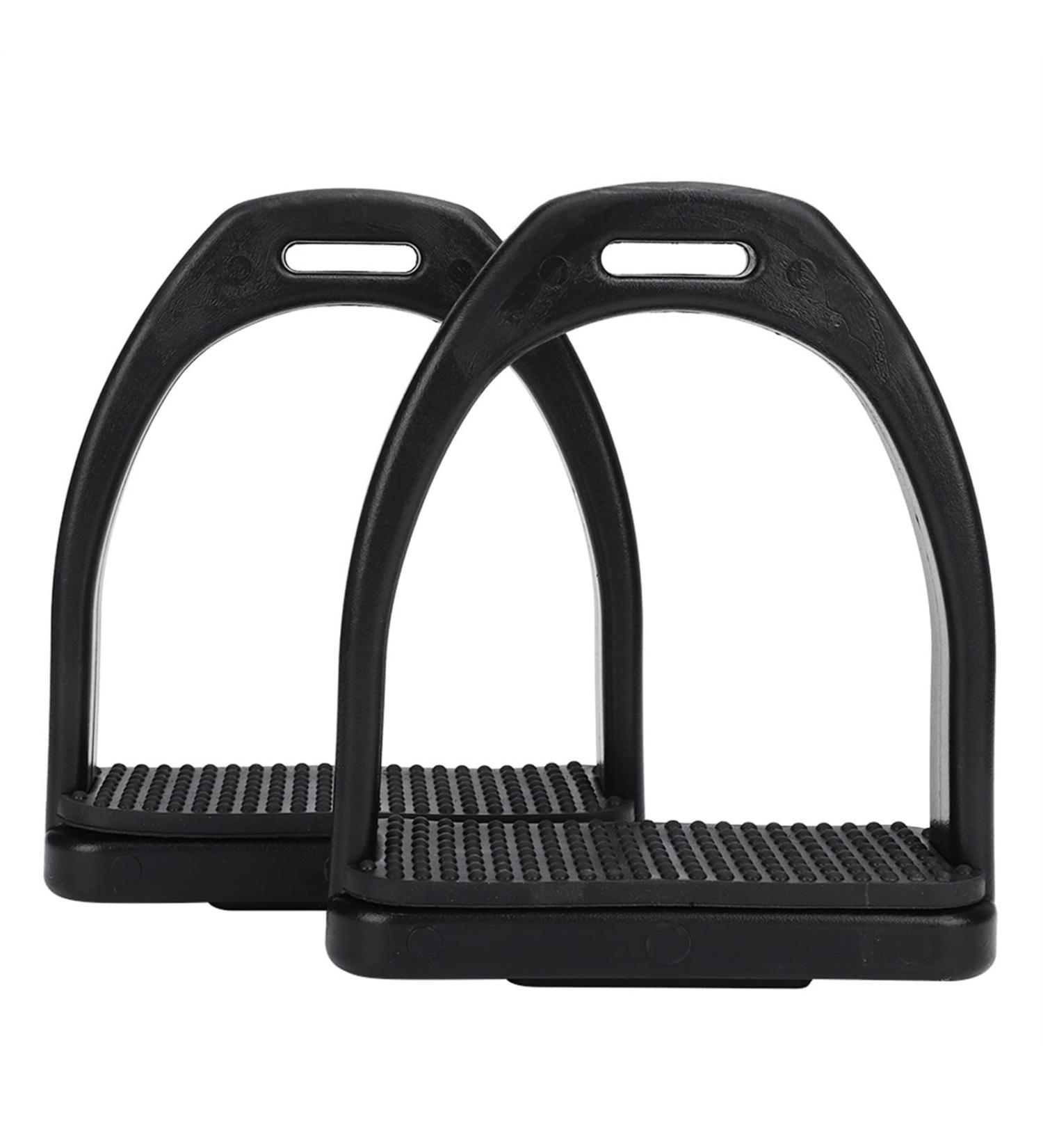 Doact Iron Stirrups for Adolescents & Adults - Secure Black Rubber & Plastic Dressage Stirrups | Medium 13 | Perfect for Children & Horses - Buy Online on SooperMarket.com