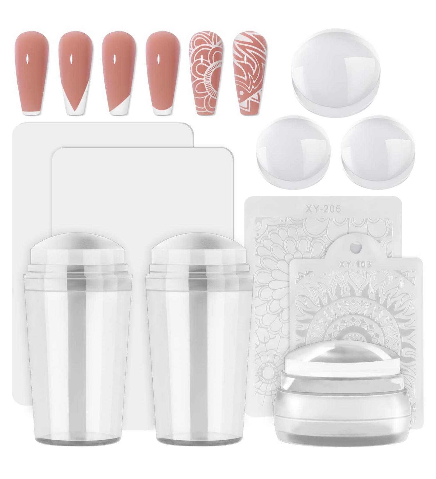 EBANKU Clear Nail Stamper Set with Scrapers - 3 Silicone Jelly Stampers, 3 Replaceable Heads - Manicure Tools - Buy Online on SooperMarket.com