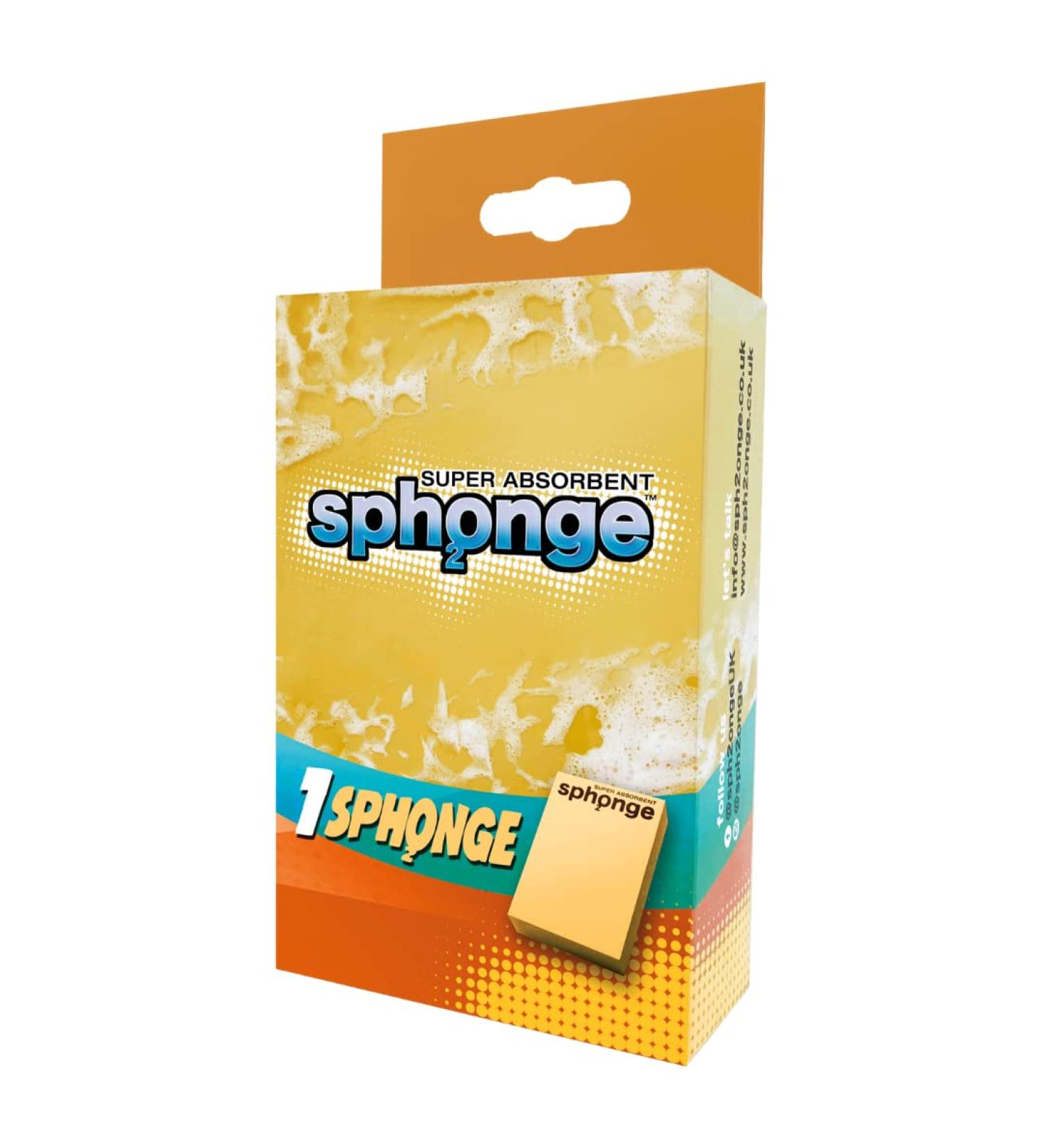 Super Absorbent Sponge By SPh2ONGE (Yellow) | Multi-Purpose | Designed to Hold 10x its Weight in Liquid | Re-usable | Perfect All Around Your Home | Effective on Every Surface | Drip-Free and Durable Yellow Block Sponge - Buy Online on SooperMarket.com