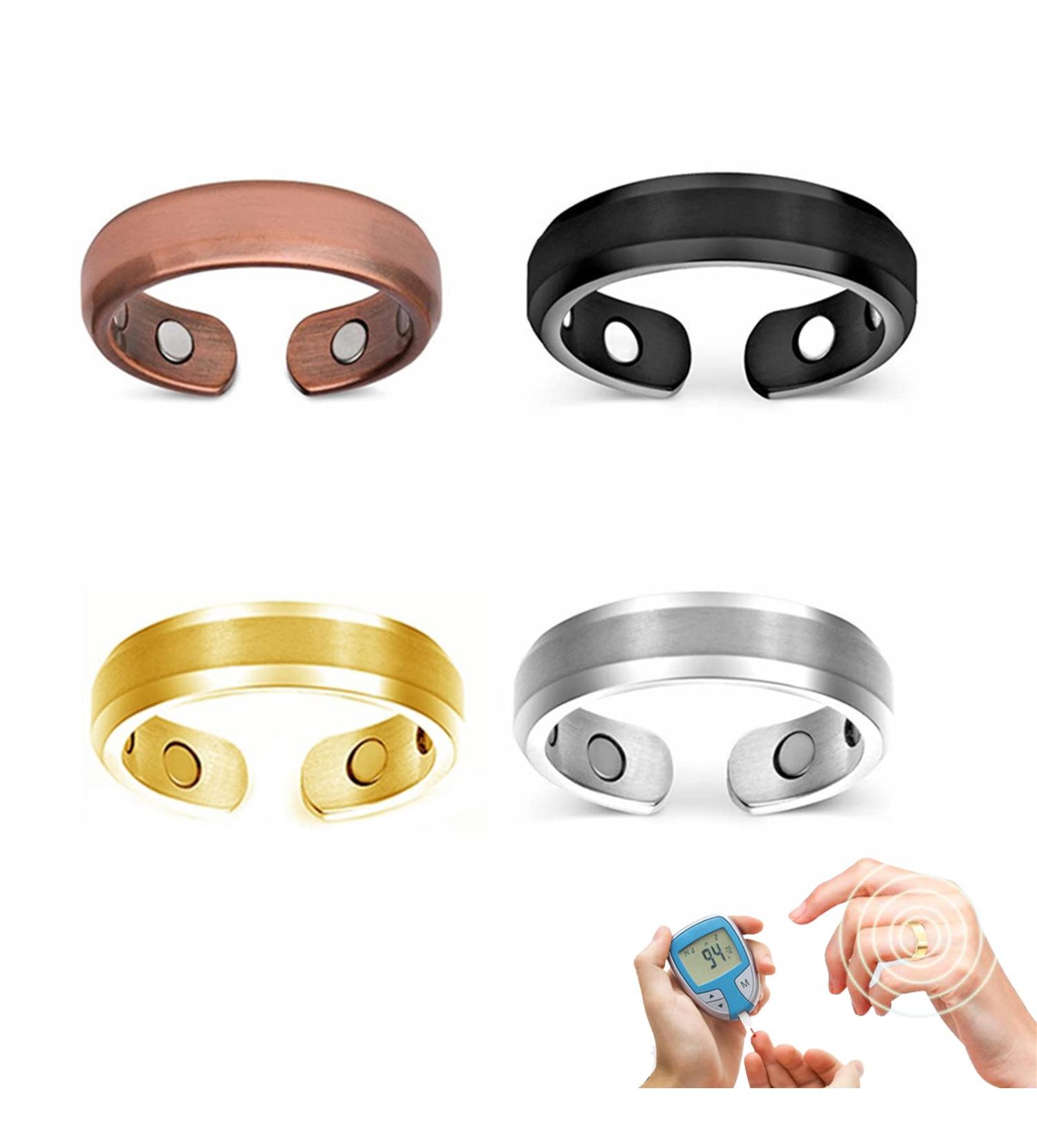 Blood Sugar Control Magnetic Therapy Rings - Joint Pain Relief & Arthritis Support (4pcs) - Buy Online on SooperMarket.com