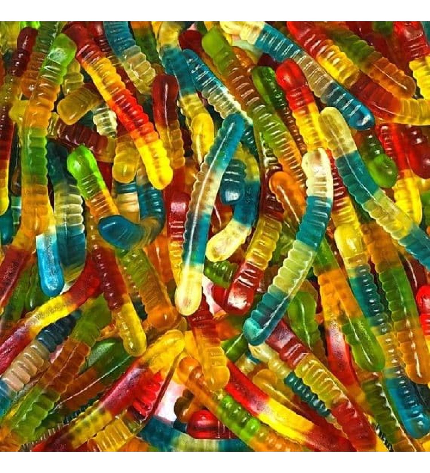 Gummy Sweet Jelly Worms - 1KG Bag - Fruit Flavour Gummy With Fruit Juice - Halal
