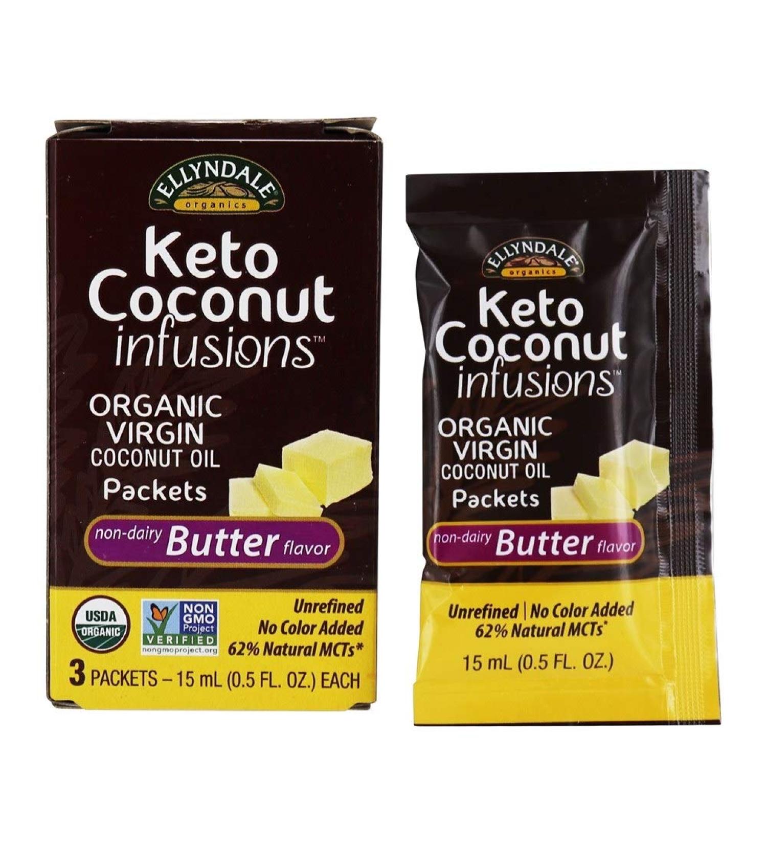 Now Foods Ellyndale Naturals Keto Coconut Infusions - Non-Dairy Butter Flavor, 3 Pack (0.5 fl oz Each) - Buy Online on SooperMarket.com