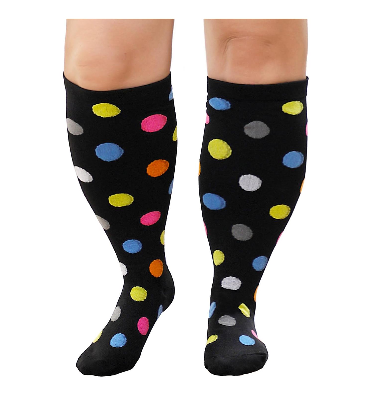 Zfsock Compression Stockings for Thick Calves | 20-30mmHg Medical Support Socks for Men & Women | XXL Point Pattern Travel & Nursing Socks - Buy Online on SooperMarket.com