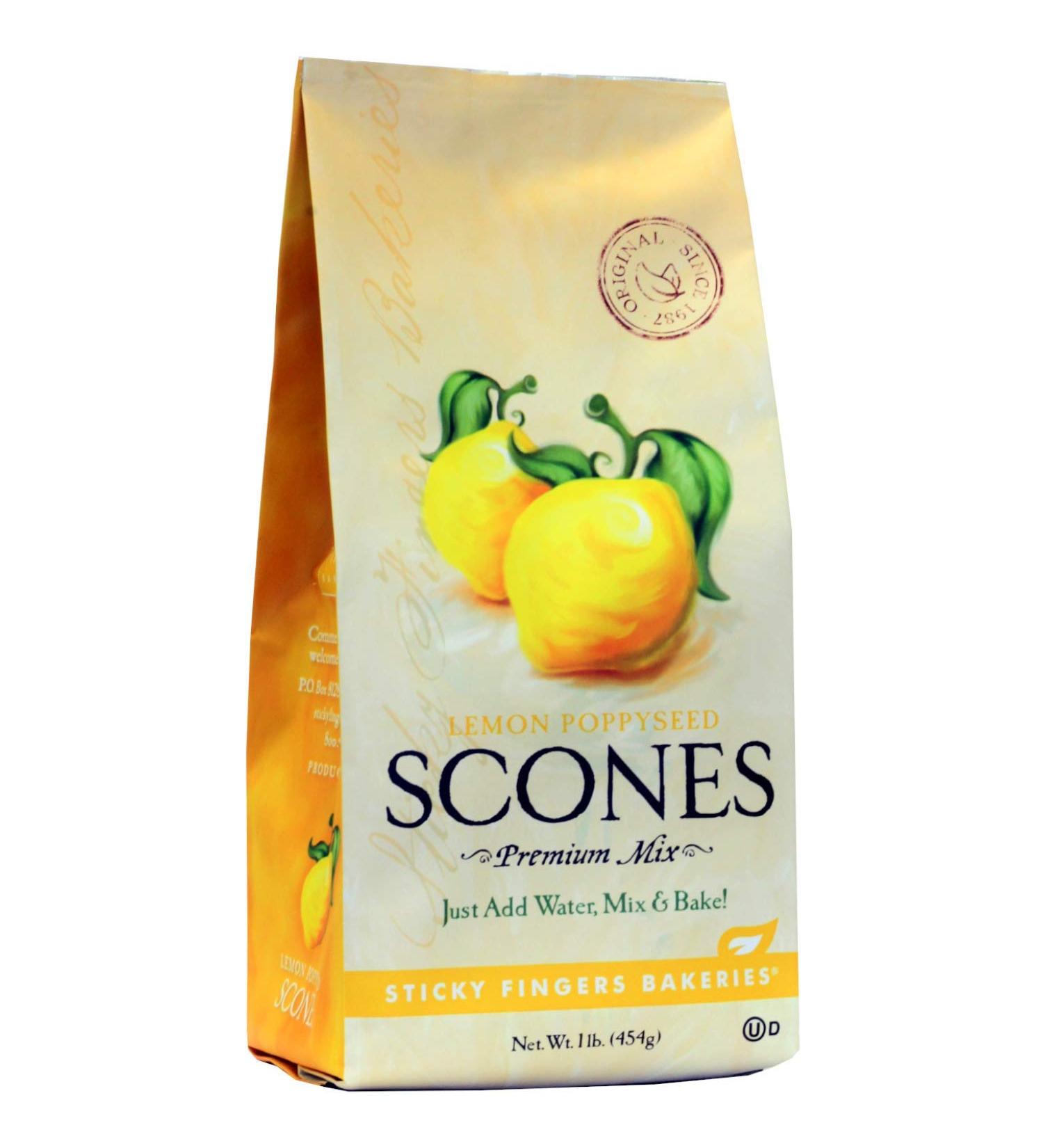 Sticky Fingers Bakeries Lemon Poppyseed English Scone Mix - Easy to Bake, 12 Scones (1lb) - Buy Online on SooperMarket.com