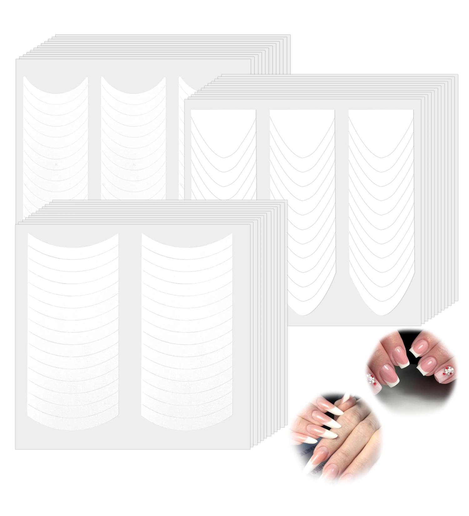 40 Sheets Self-Adhesive French Manicure Nail Stickers - DIY Nail Art Tips & Guides for Perfect French Tips - Buy Online on SooperMarket.com