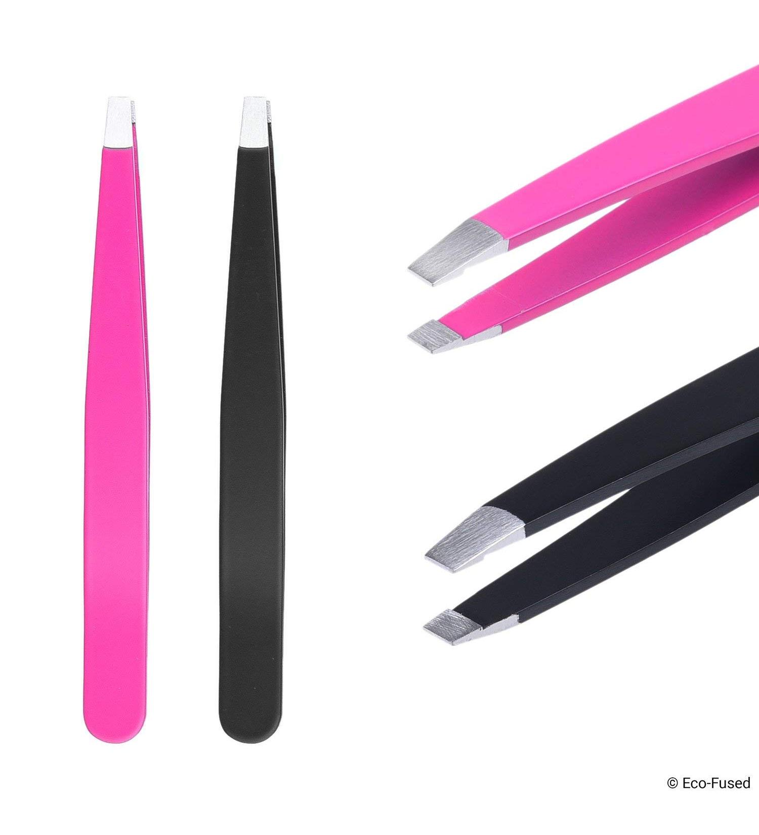 High Precision Tweezers Set - Pluck Eyebrows, Apply Fake Eyelashes, Remove Hair - Pink/Black - Buy Online on SooperMarket.com