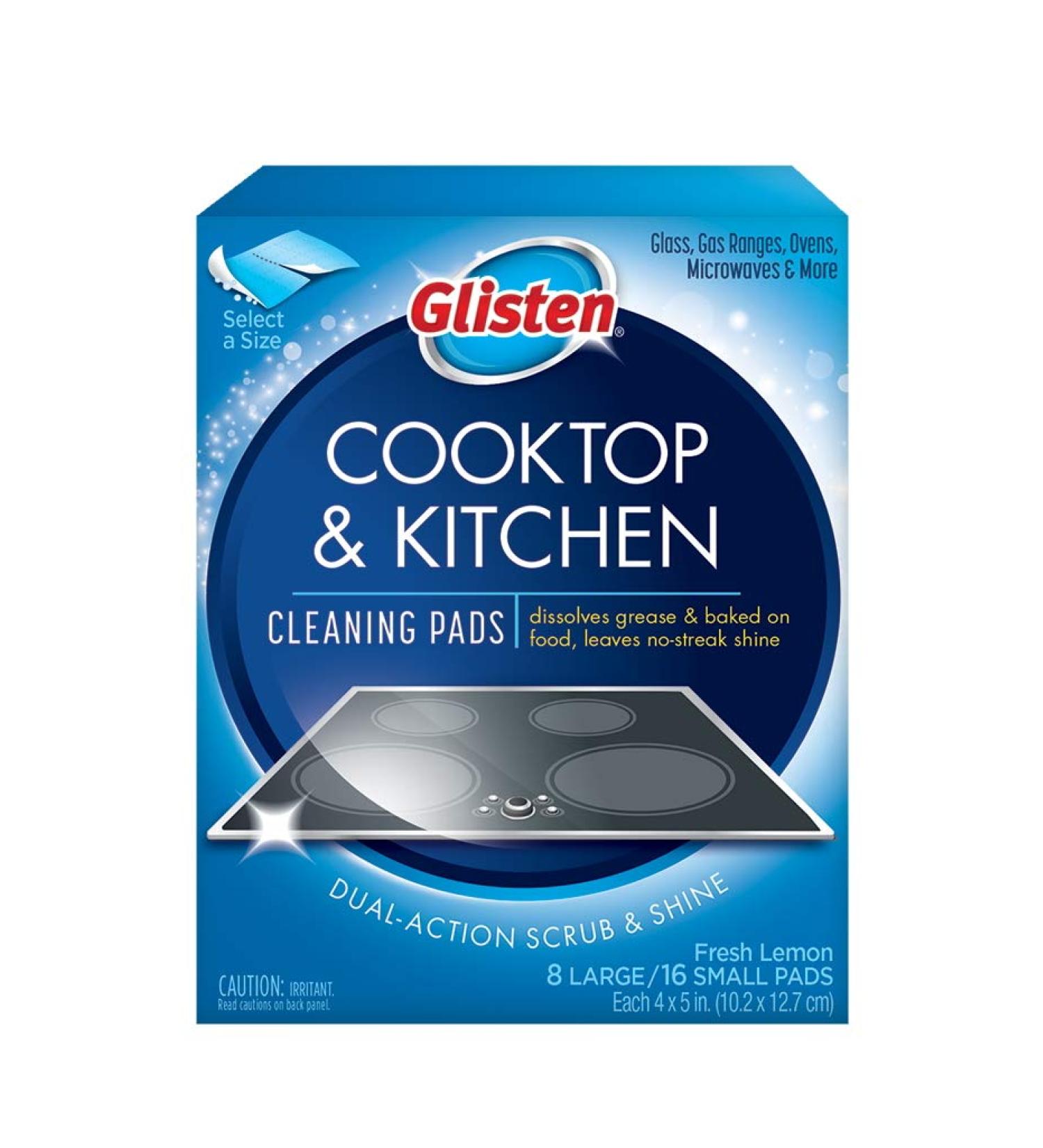 Glisten GC0608T Cooktop & Kitchen Cleaning, 8 Large/16 Small Pads, White
