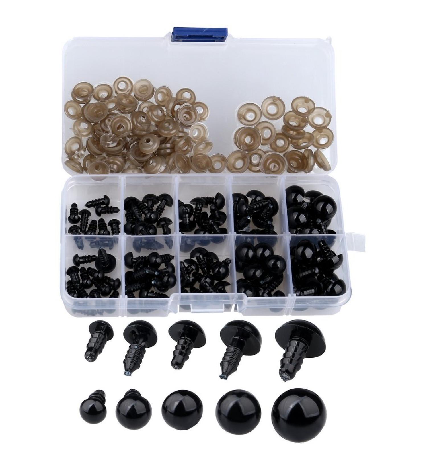 200pcs Black Plastic Safety Eyes for Toy Making and DIY Crafts - 6-12mm - Buy Online on SooperMarket.com