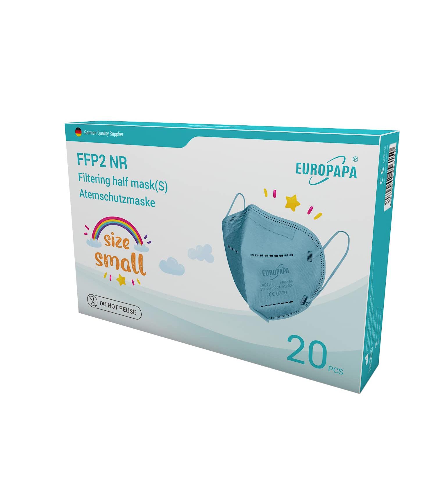 EUROPAPA 20x FFP2 Face Masks - Small Size 5-Ply Respiratory Masks Individually Packed EU Certified Blue - Buy Online on SooperMarket.com