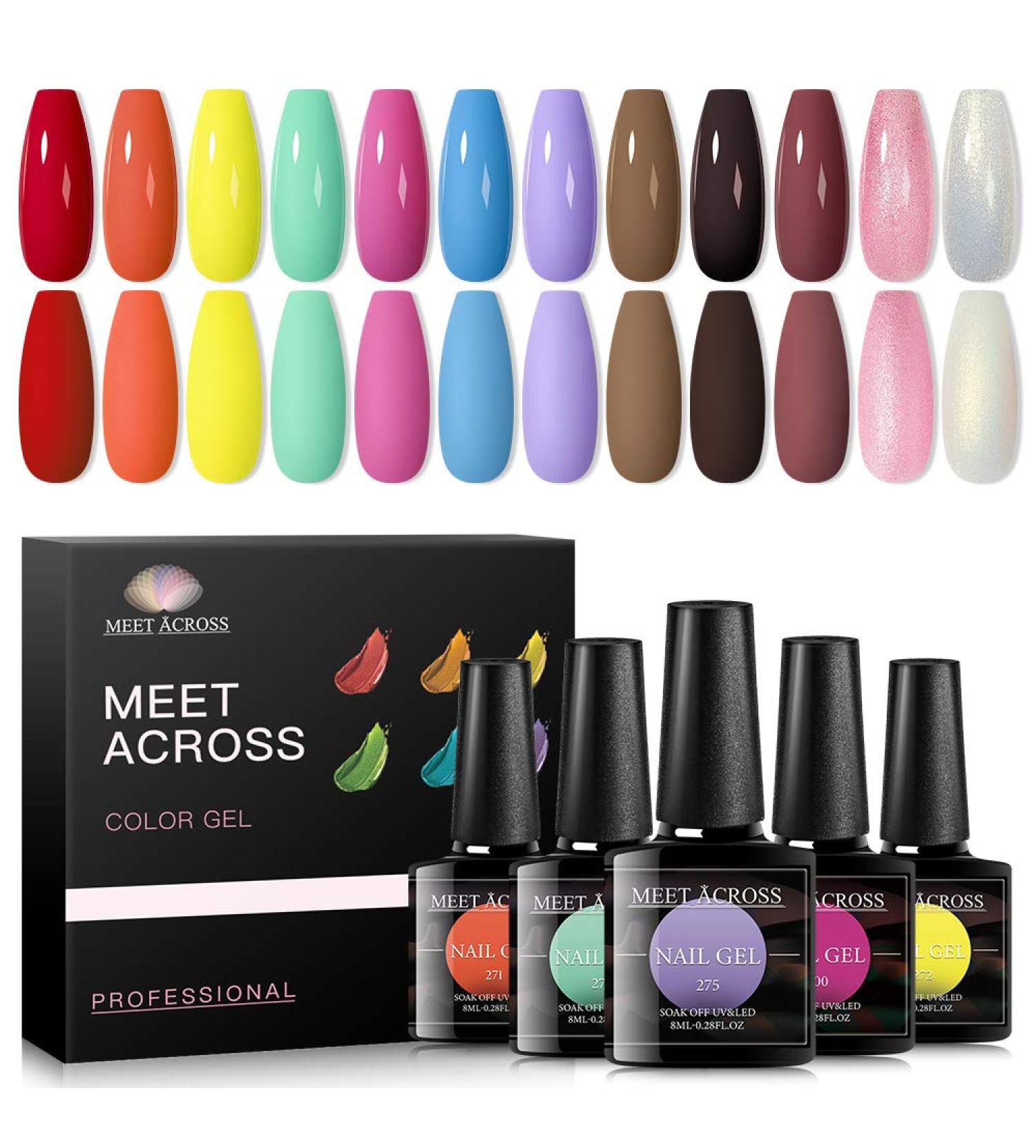 MEET ACROSS 12pcs Gel Nail Polish Set - Winter Series | Shimmer Nail Art Design | UV LED Lamp Kit for Women | Manicure Salon Gifts | 8 ml-0.28FL.OZ - Buy Online on SooperMarket.com