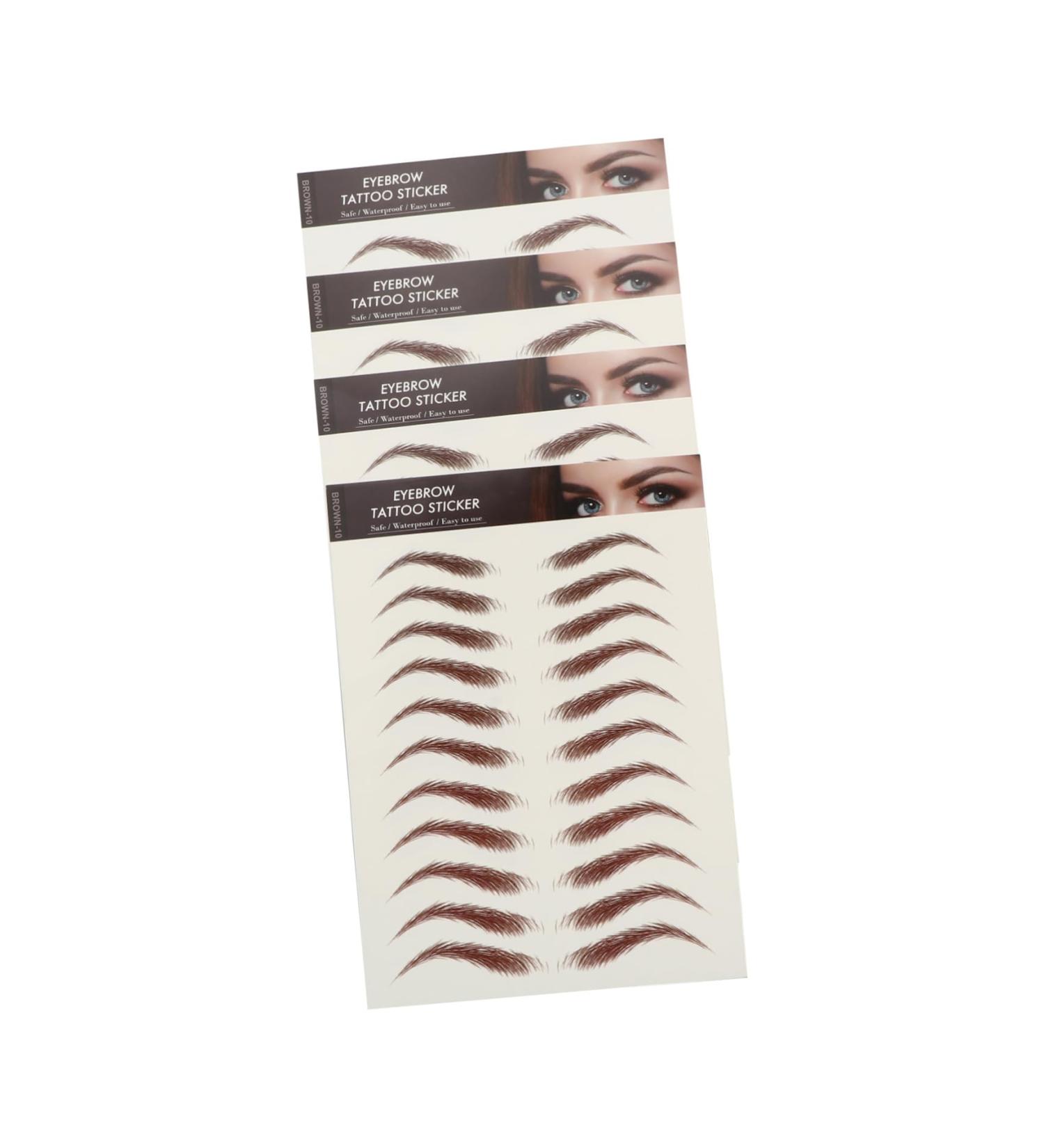 Gogogmee 4 Sheets Waterproof Eyebrow Stickers Eyebrow Tools 4d Artificial Eyebrow Tattoos Cosmetic 6d Hair 21x14.8cm Brown - Buy Online on SooperMarket.com
