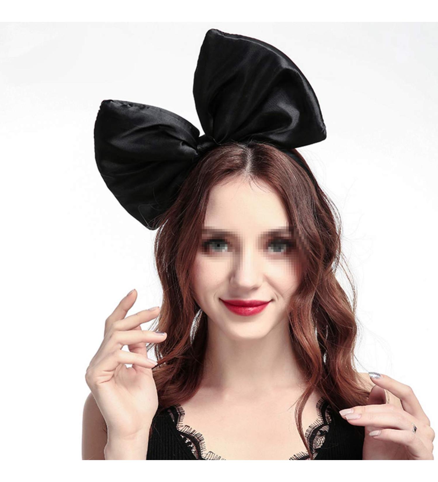Minkissy Huge Bow Headband Candy Colored Hair Hoop Party Props Lovely Large Bowknot Hairband Party Props for Woman Girl(Black) - Buy Online on SooperMarket.com