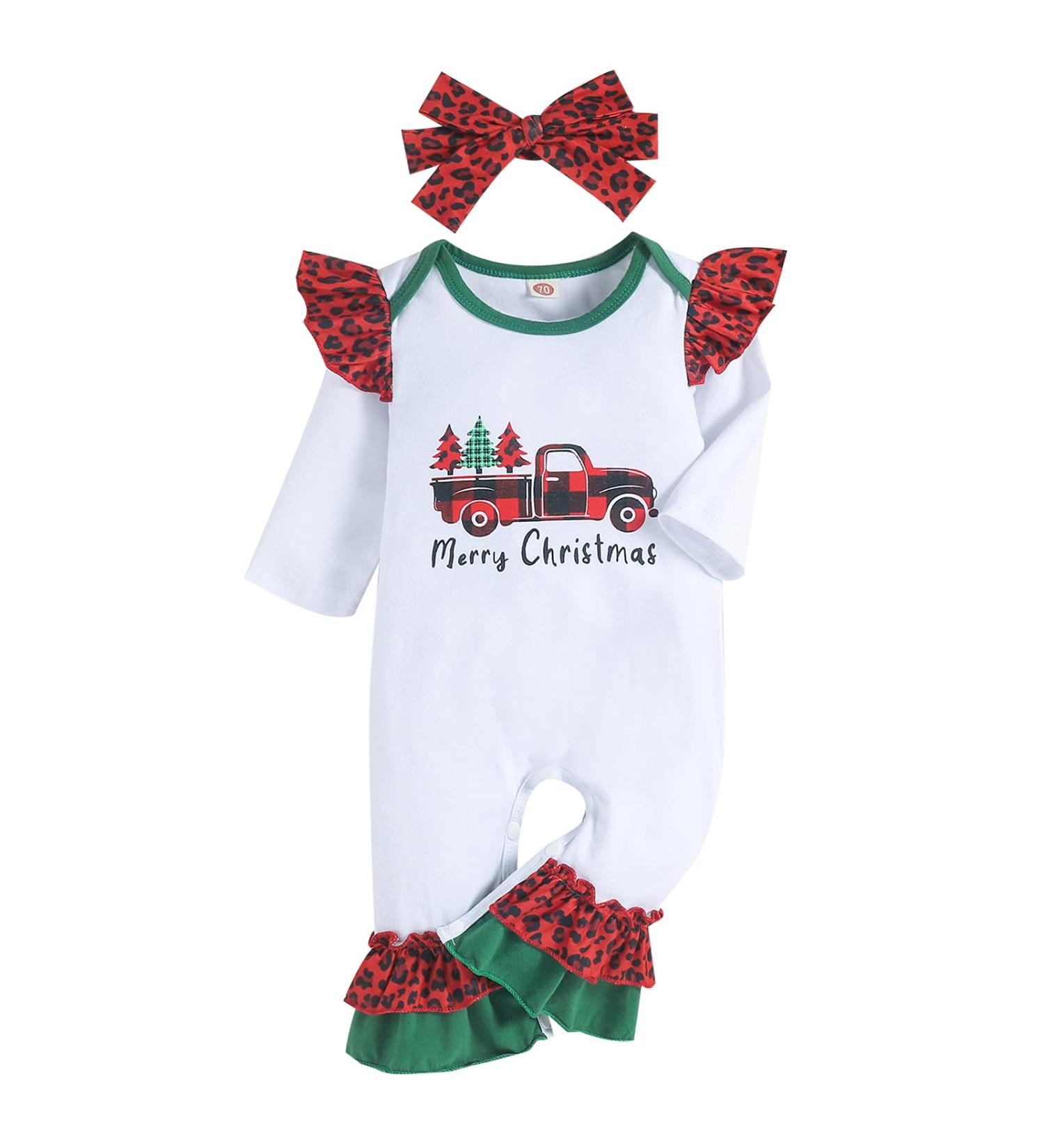 Loalirando Baby Christmas Romper | My First Xmas Outfit for Newborn Toddler | 9-12 Months | White 60 - Buy Online on SooperMarket.com