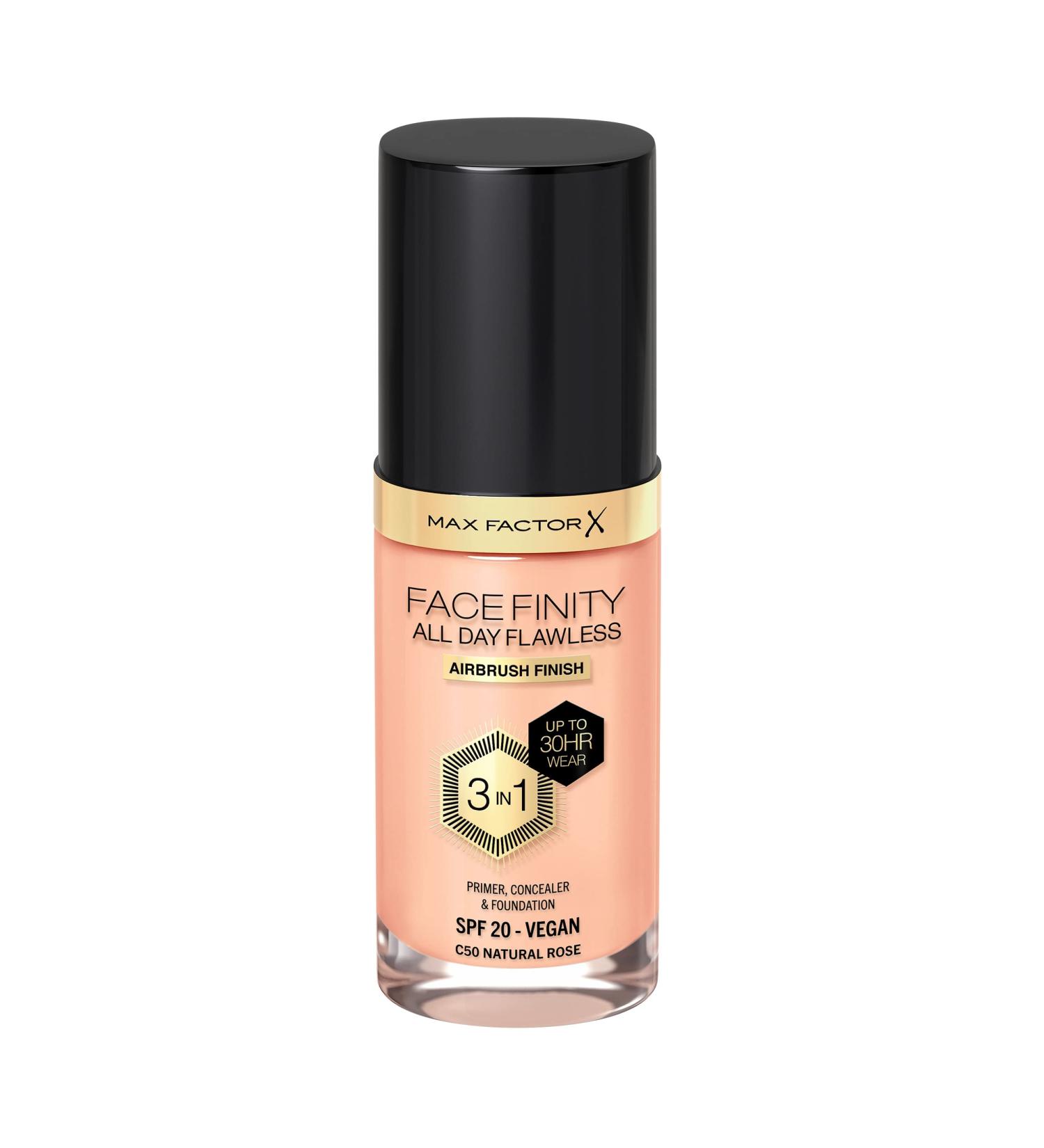 Max Factor Facefinity 3-in-1 All Day Flawless Foundation SPF 20 - C50 Natural Rose 30ml - Buy Online on SooperMarket.com