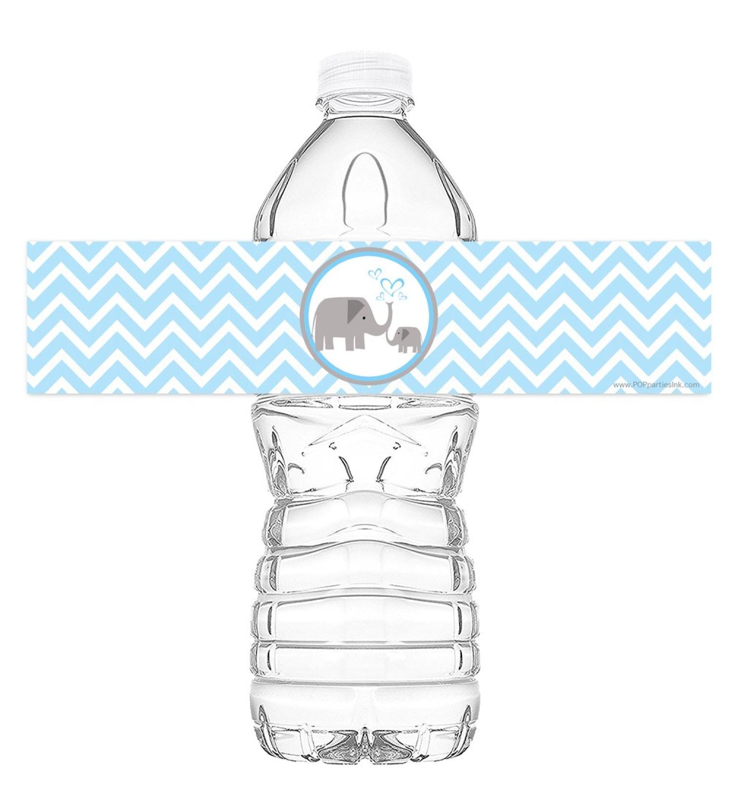 Little Elephant Blue Bottle Wraps - Set of 20 | Baby Shower Water Bottle Labels | Made in the USA - Buy Online on SooperMarket.com