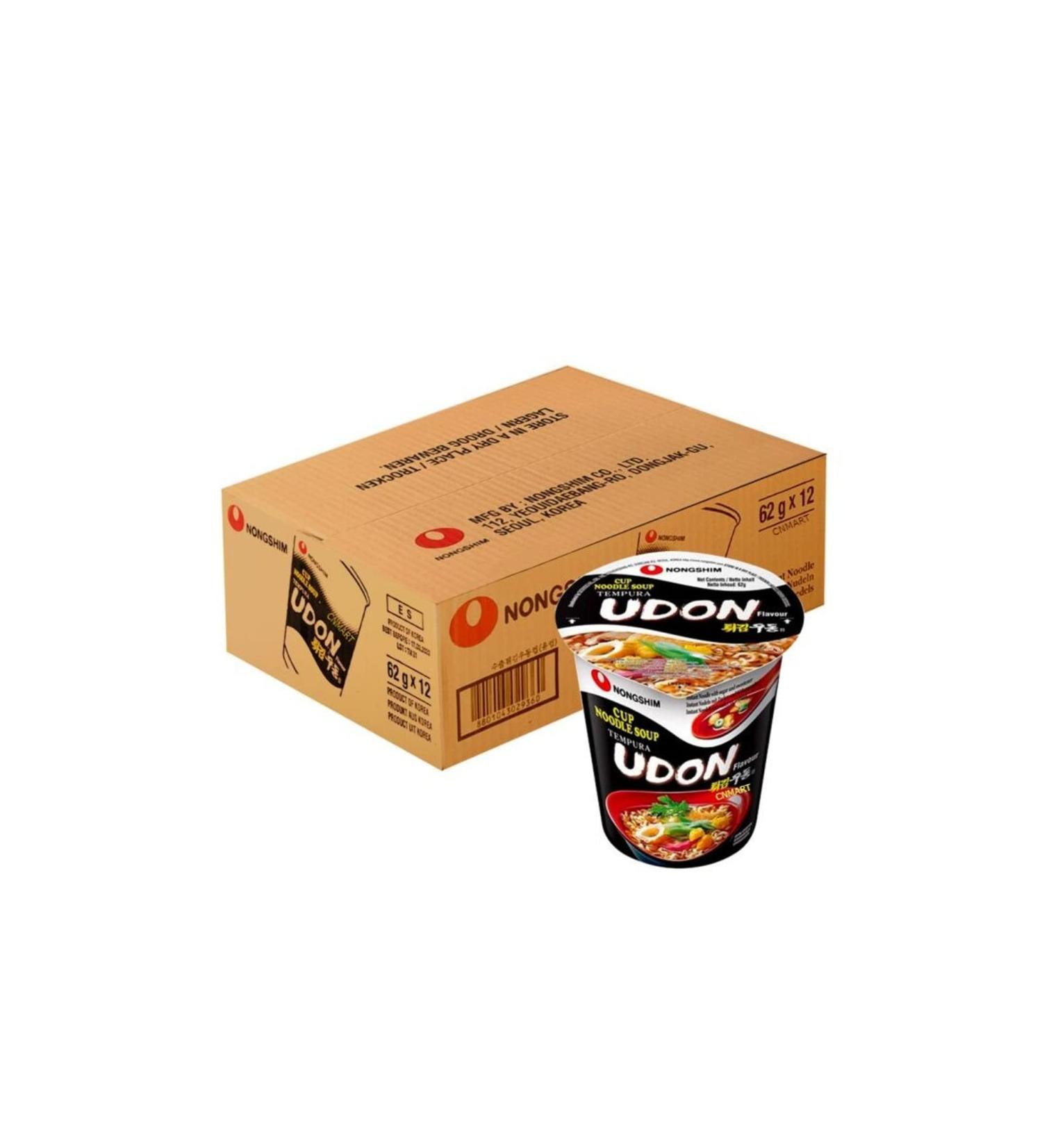 Nongshim Instant Cup Noodle Soup Tempura Udon Ramen 62g (Pack of 12) by CNMART - Buy Online on SooperMarket.com