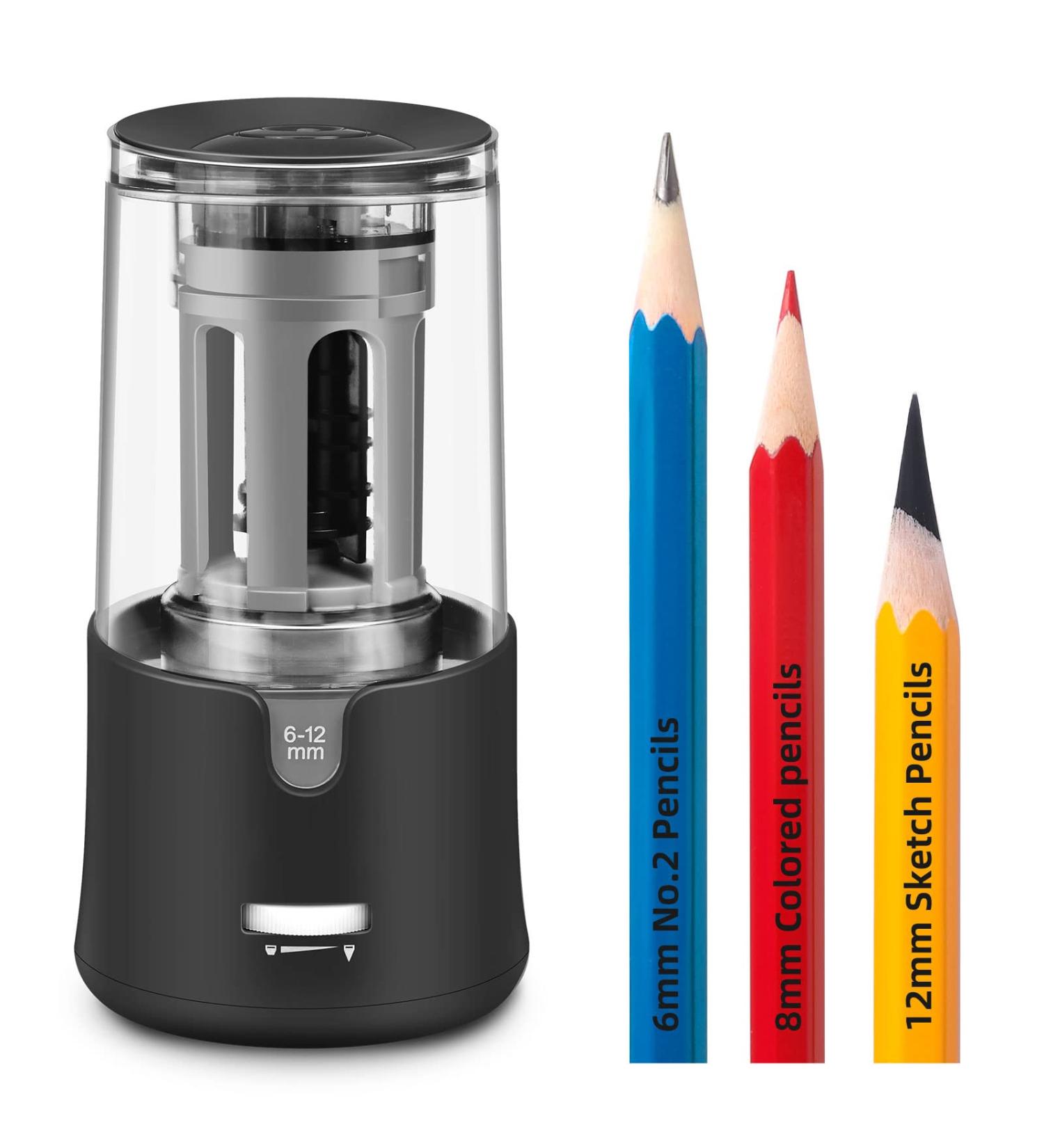 Electric Pencil Sharpener  Super Sharp Pencil Sharpener for Colored Pencils  Auto Stop  Fast Sharpen Pencil Sharpener Plug in for 6-12mm No.2/Colored/Sketch Pencils  Suit for School  Office (Black) - Buy Online on SooperMarket.com