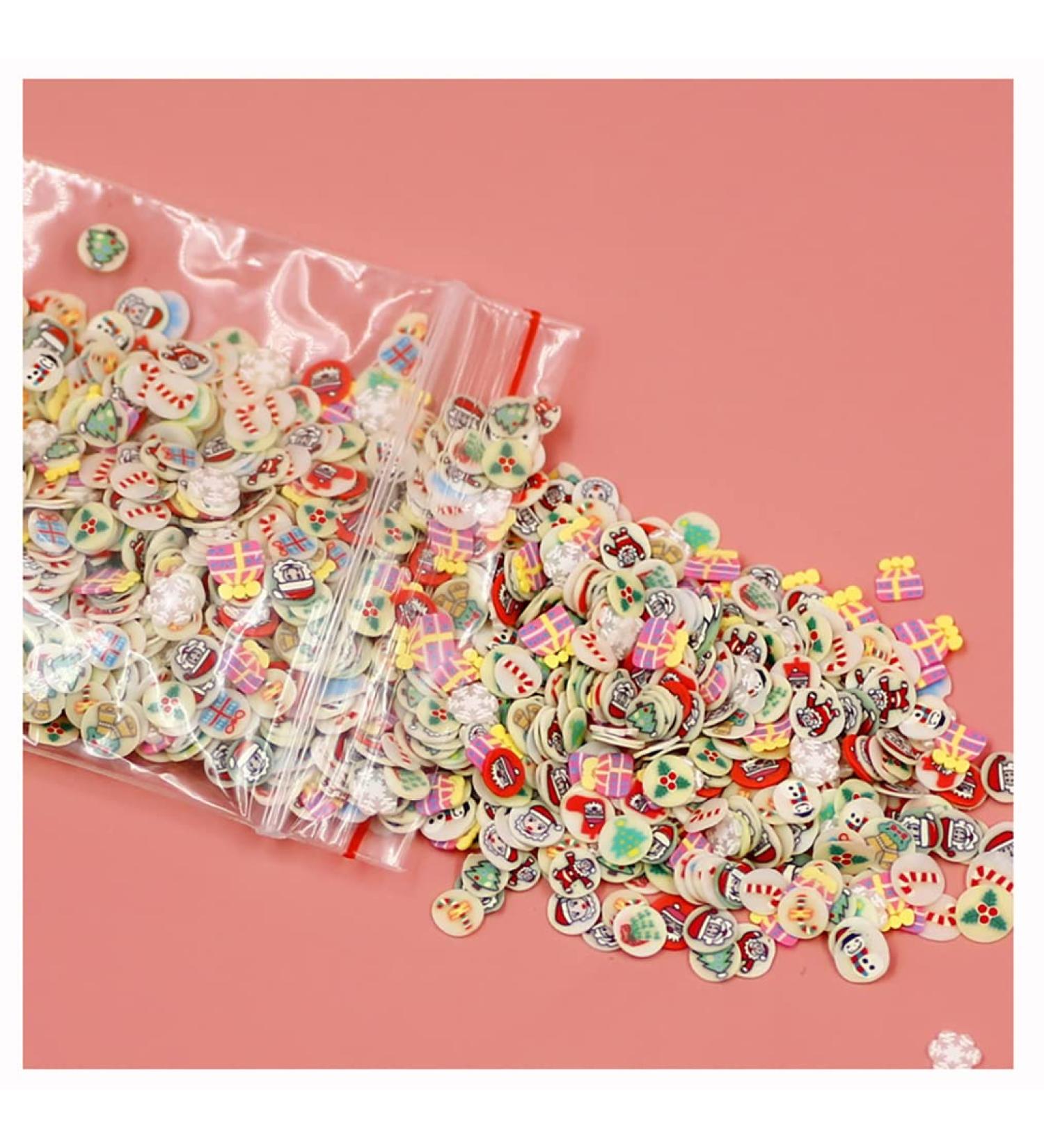 EGURS 1000 pieces 3D nail art polymer clay slices colored soft tone pearl nails sticker nail art decoration handicrafts christmas