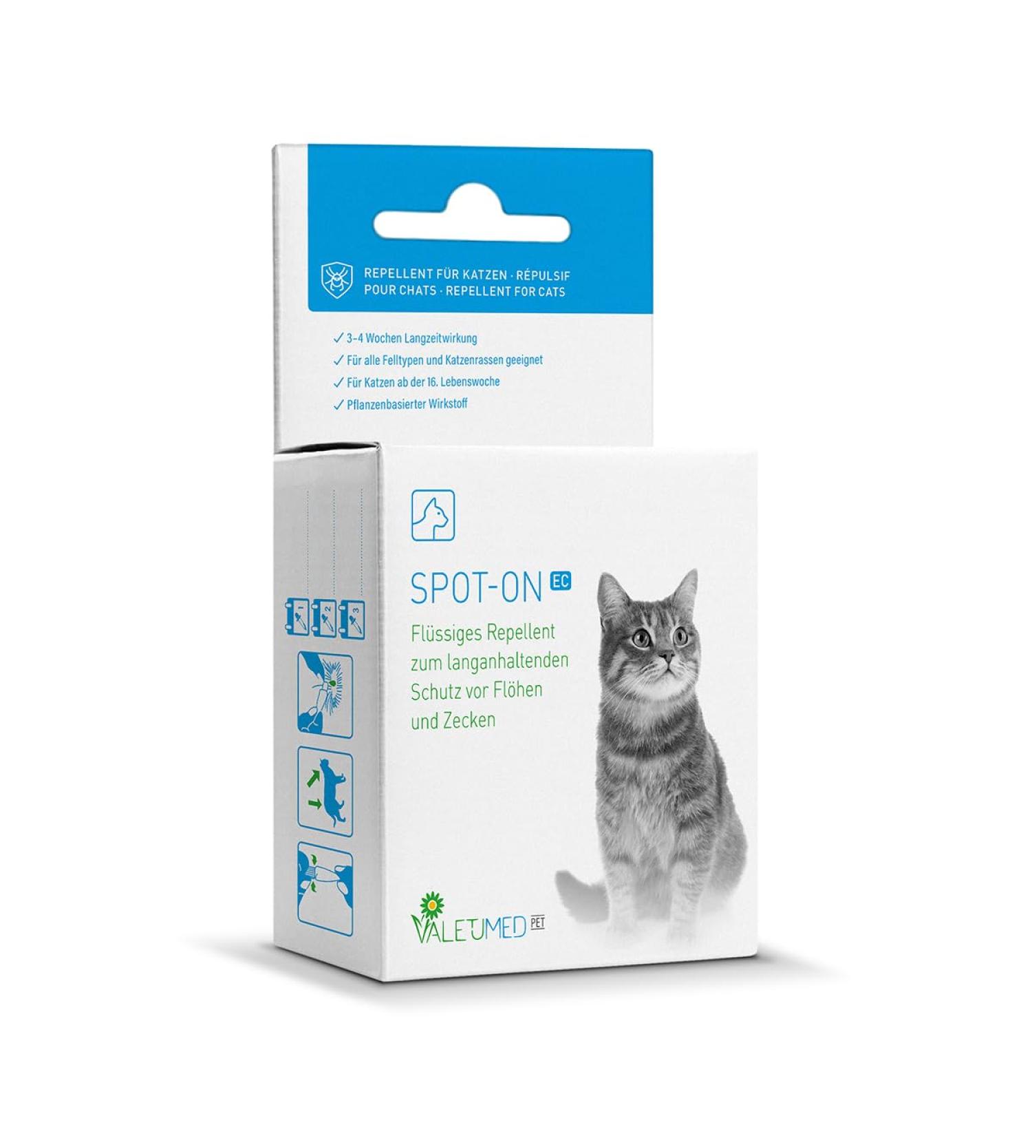 Valetumed Spot On EC for Cats (1-4kg) - 3x0.7ml Flea & Tick Repellent with 12-Week Protection - Buy Online on SooperMarket.com